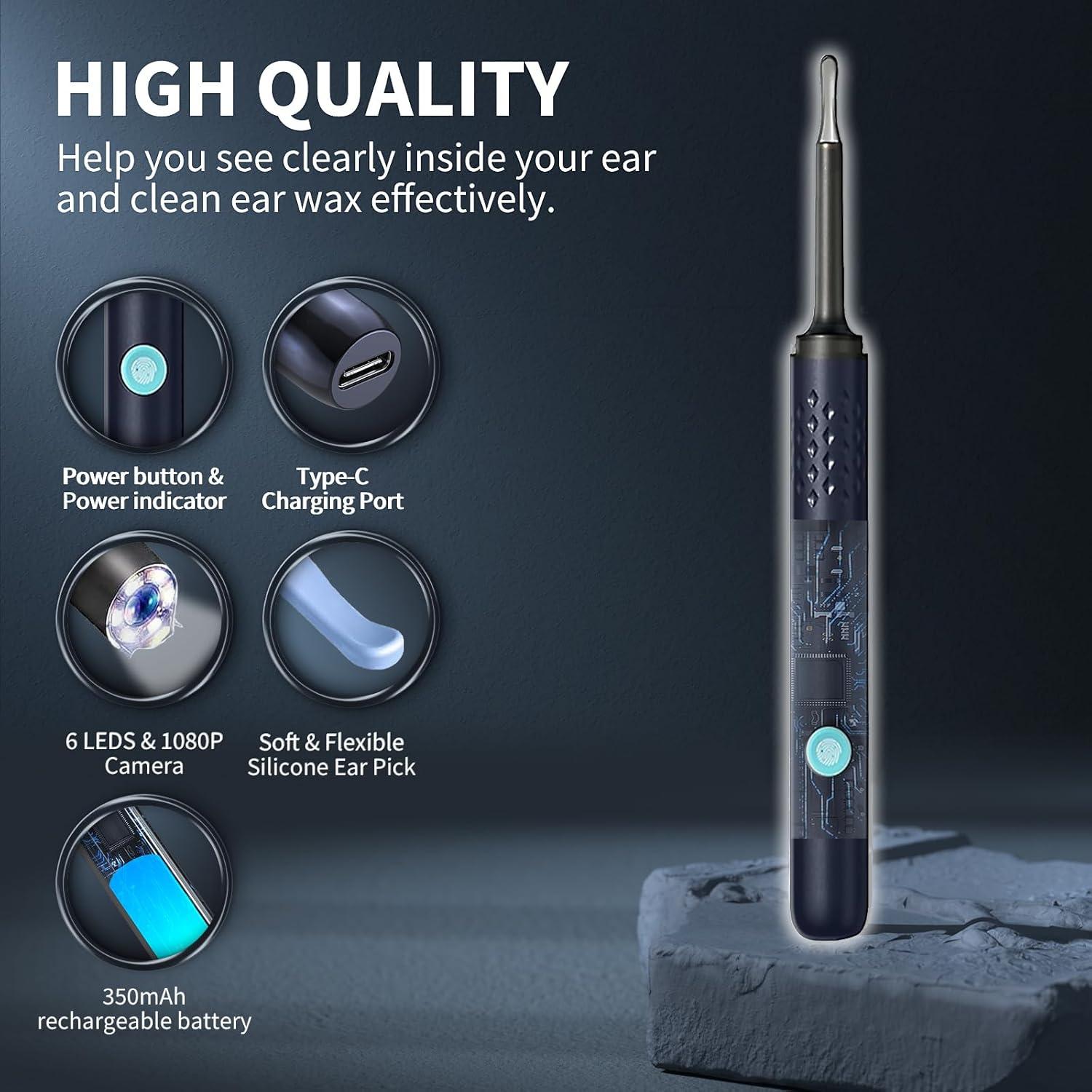 Limpiador de Oídos Assehsaa con Cámara 1080P HD - Kit 7 Piezas