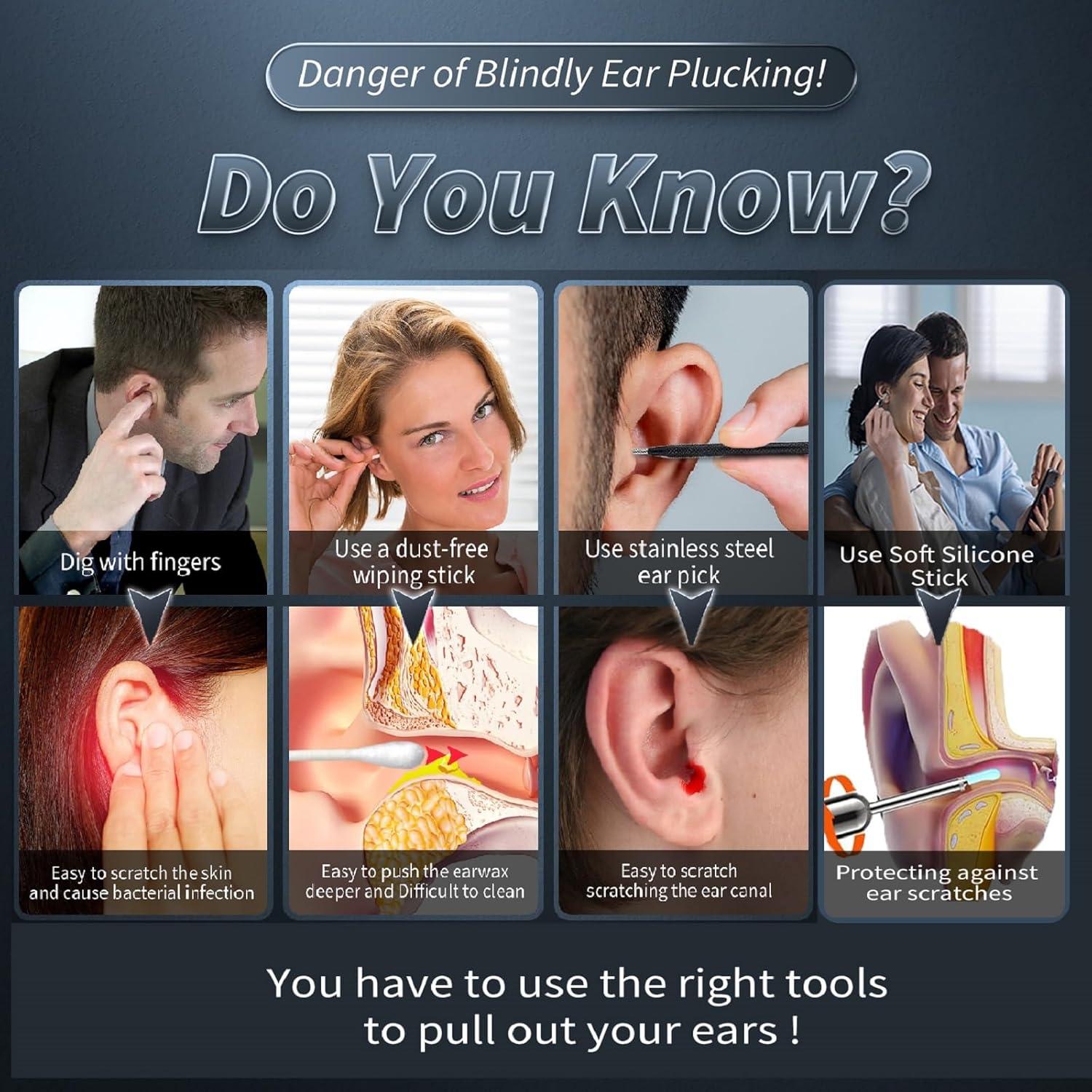 Limpiador de Oídos Assehsaa con Cámara 1080P HD - Kit 7 Piezas