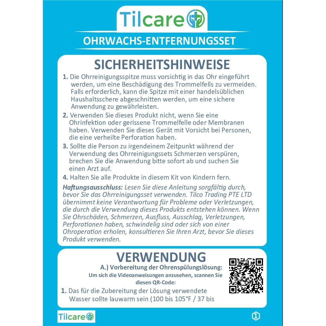 Kit de Limpieza de Oídos Tilcare - Irrigación Cerumen Adultos Niños