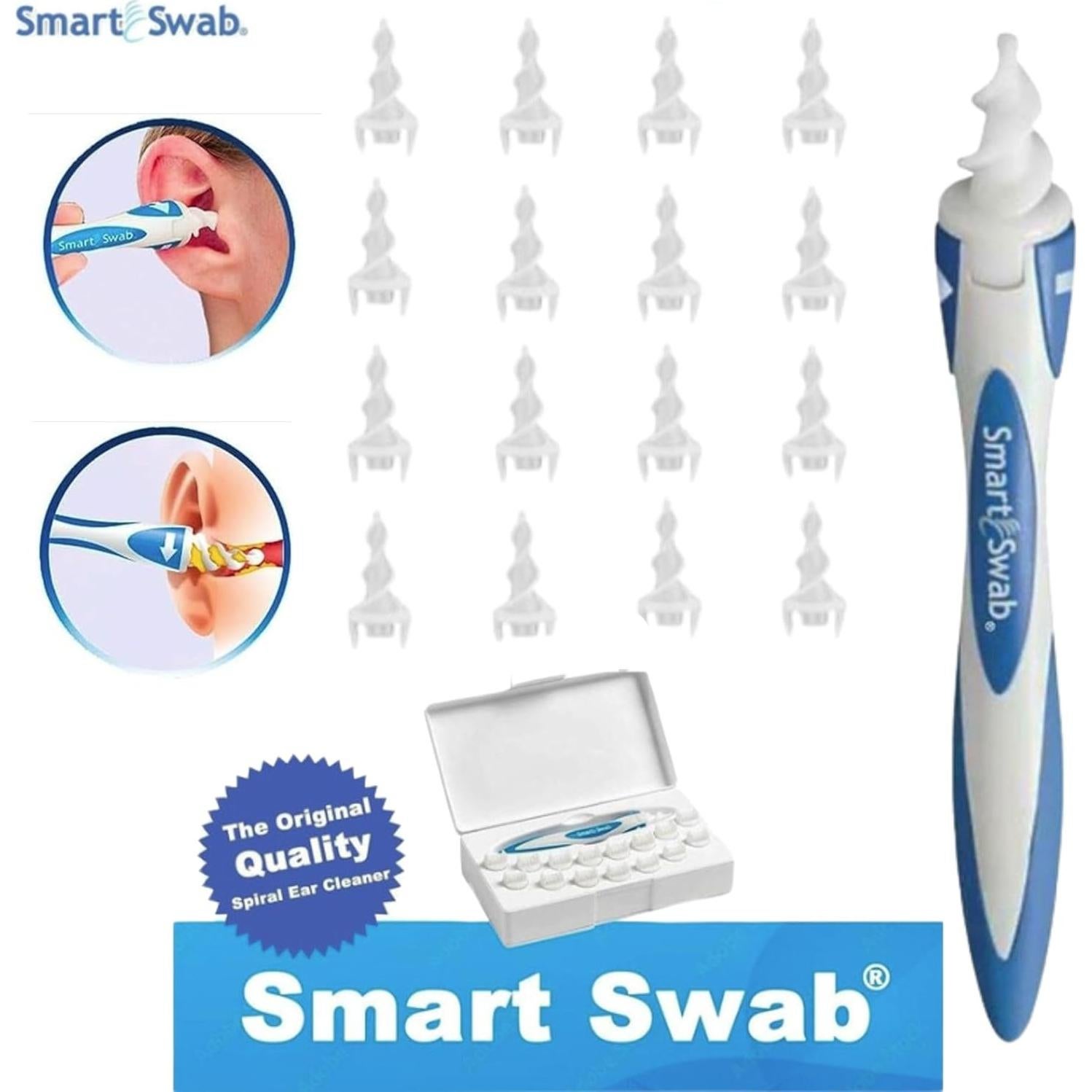 Smart Swab Limpiador de Oídos Espiral 16 Puntas Reemplazables