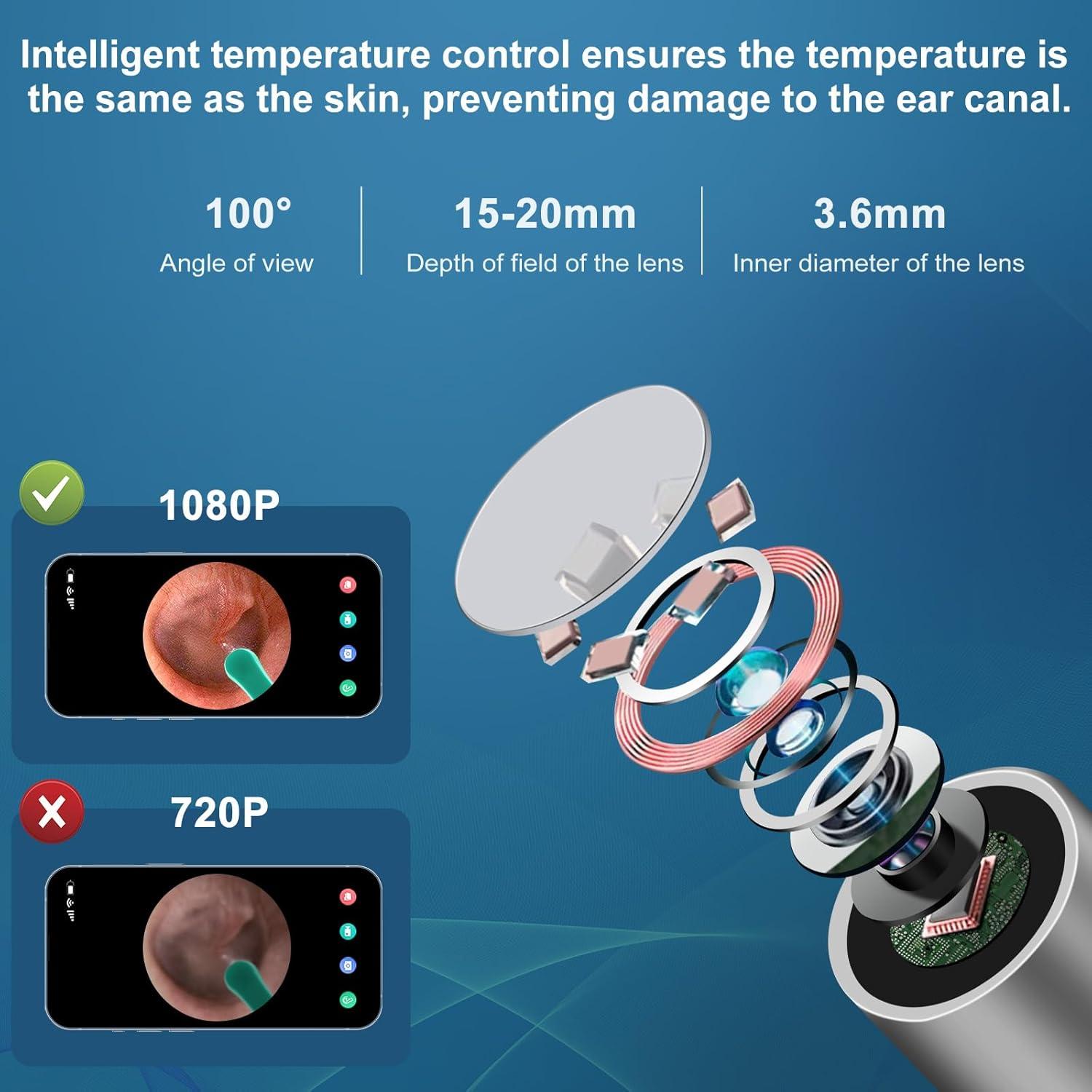 Kit de Limpieza de Oídos NE3-18 con Cámara HD 1080P