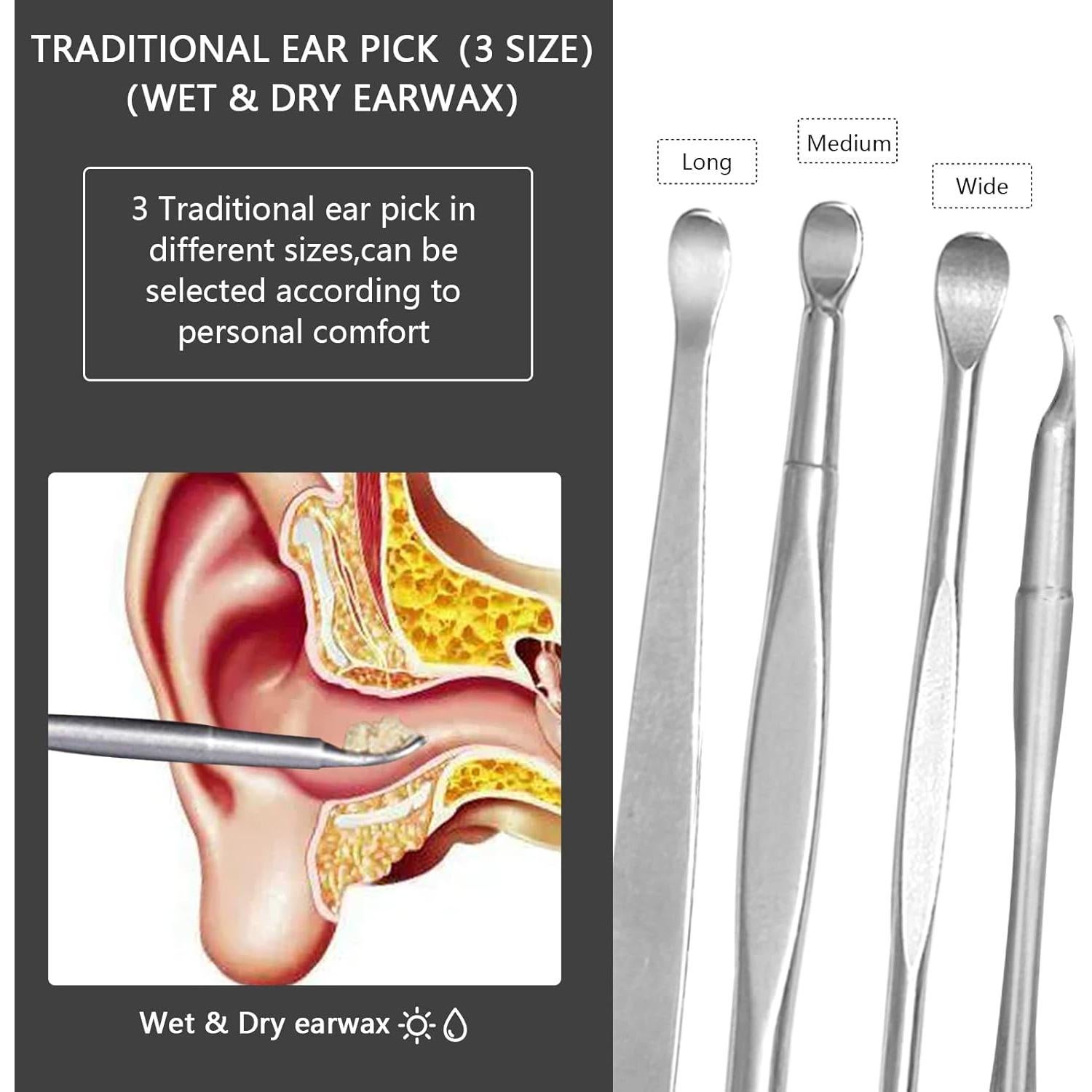 Kit de eliminación de cerumen Hion 8 piezas acero inoxidable