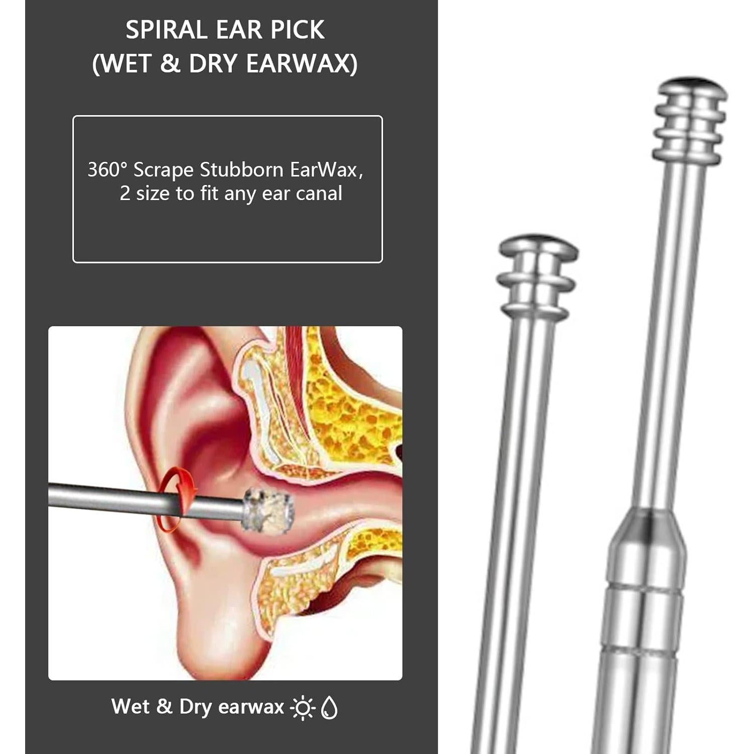 Kit de eliminación de cerumen Hion 8 piezas acero inoxidable