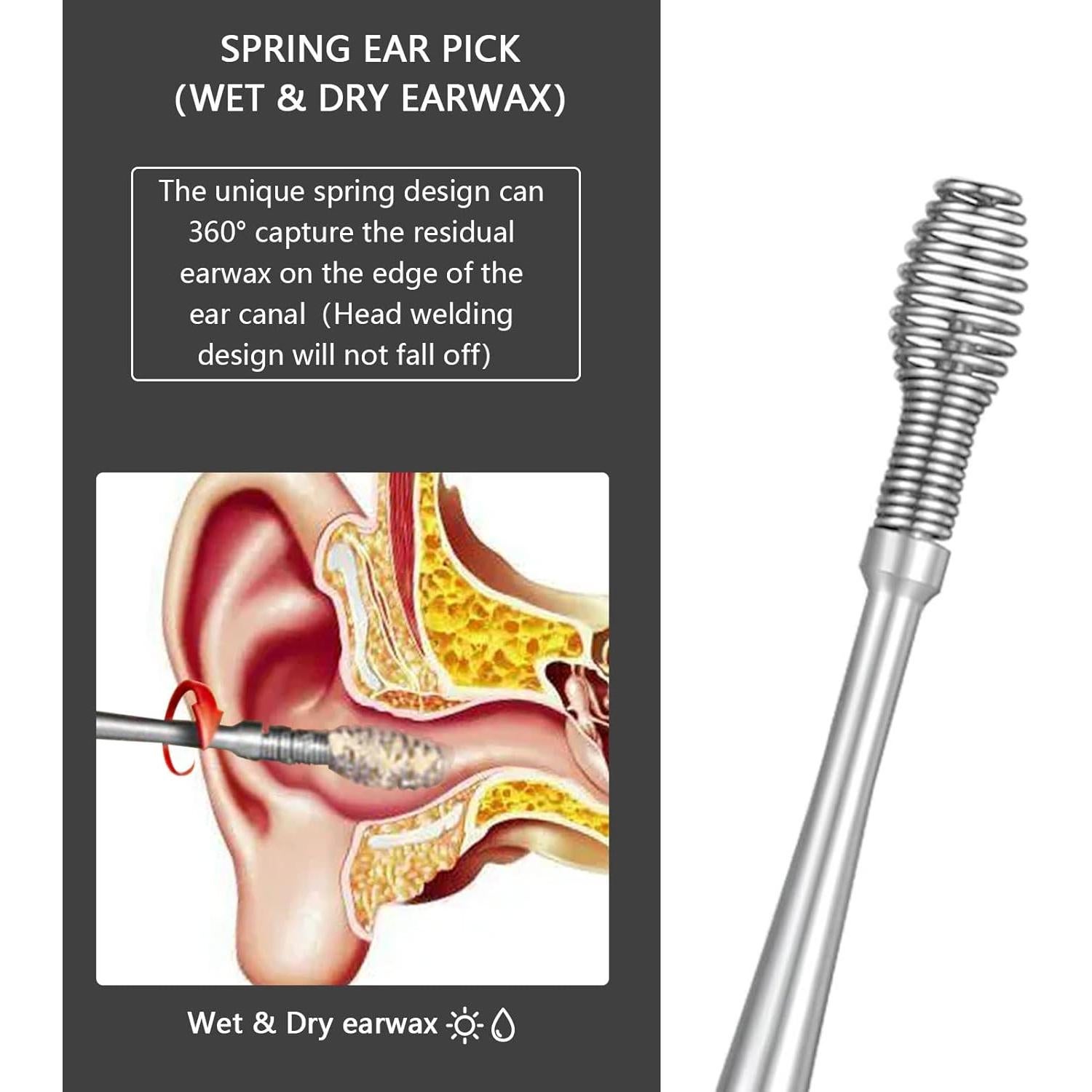 Kit de eliminación de cerumen Hion 8 piezas acero inoxidable