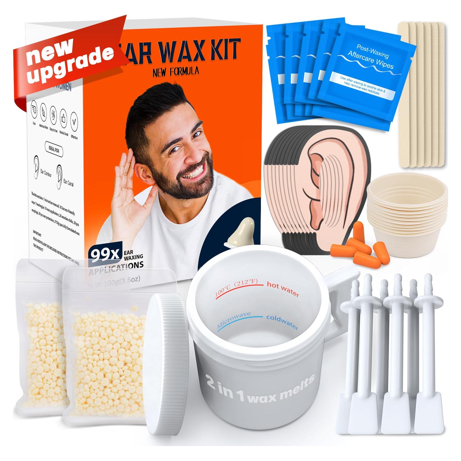 Kit de Cera para Oídos y Nariz Wokaar 100g + 30 Aplicadores