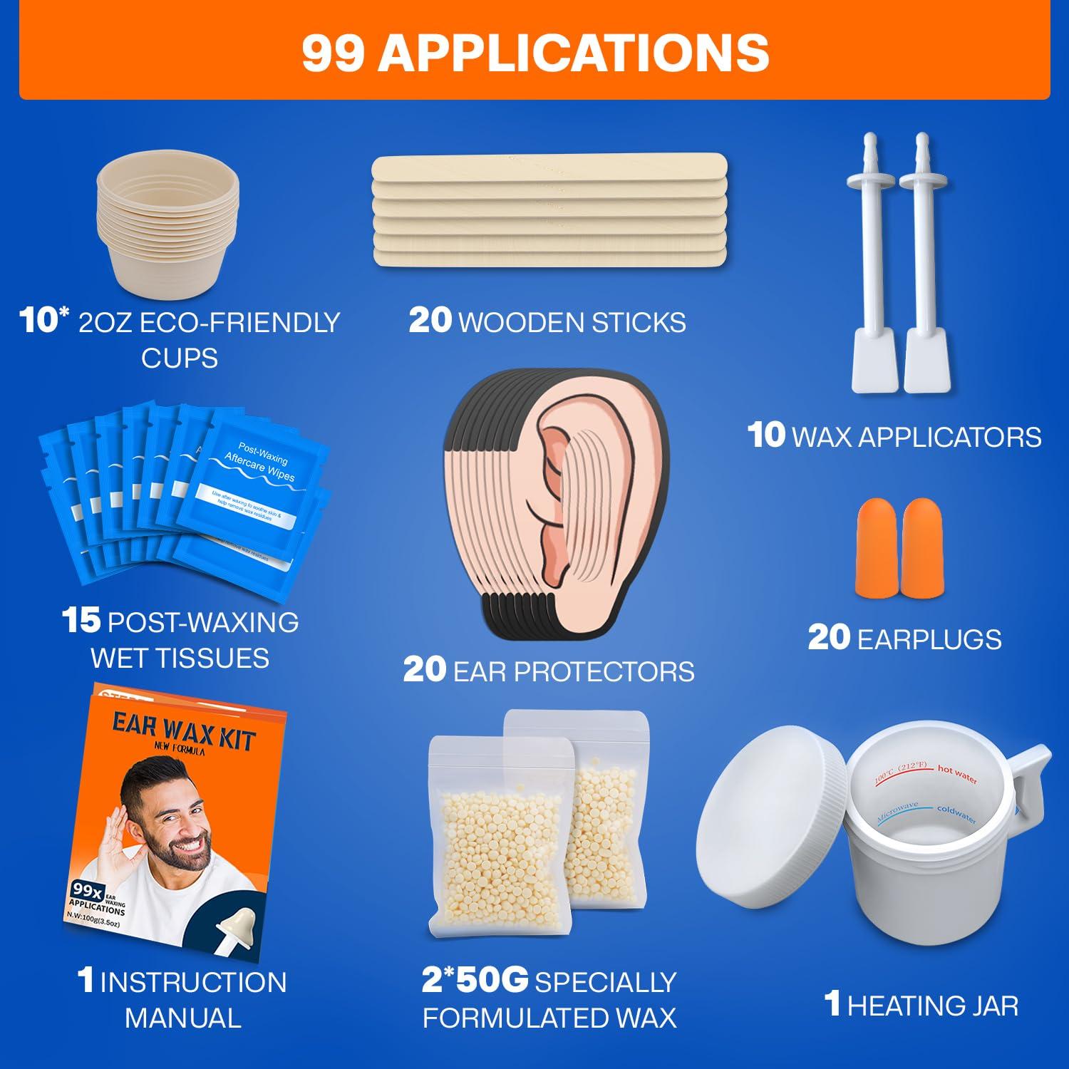 Kit de Cera para Oídos y Nariz Wokaar 100g + 30 Aplicadores