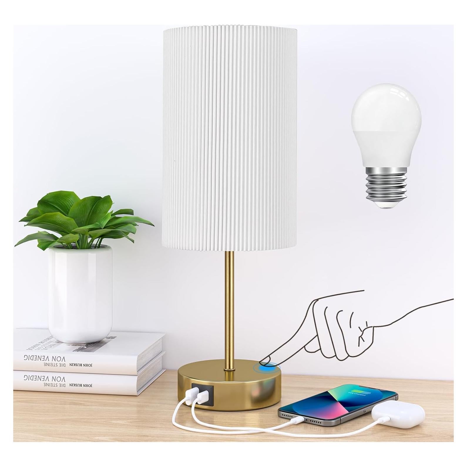 Lámpara de Mesa AKASUKI Táctil Regulable 3 Niveles USB