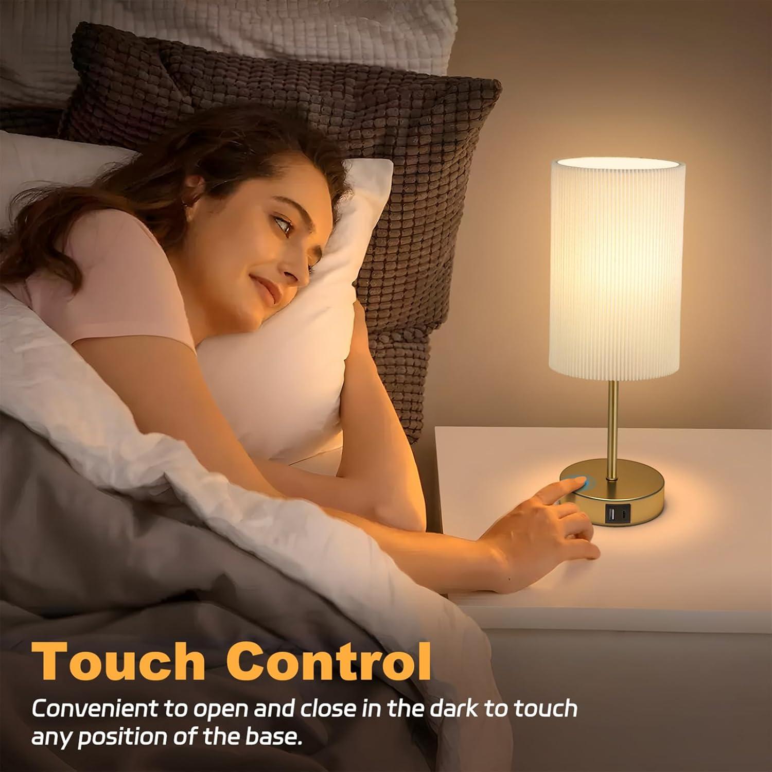 Lámpara de Mesa AKASUKI Táctil Regulable 3 Niveles USB