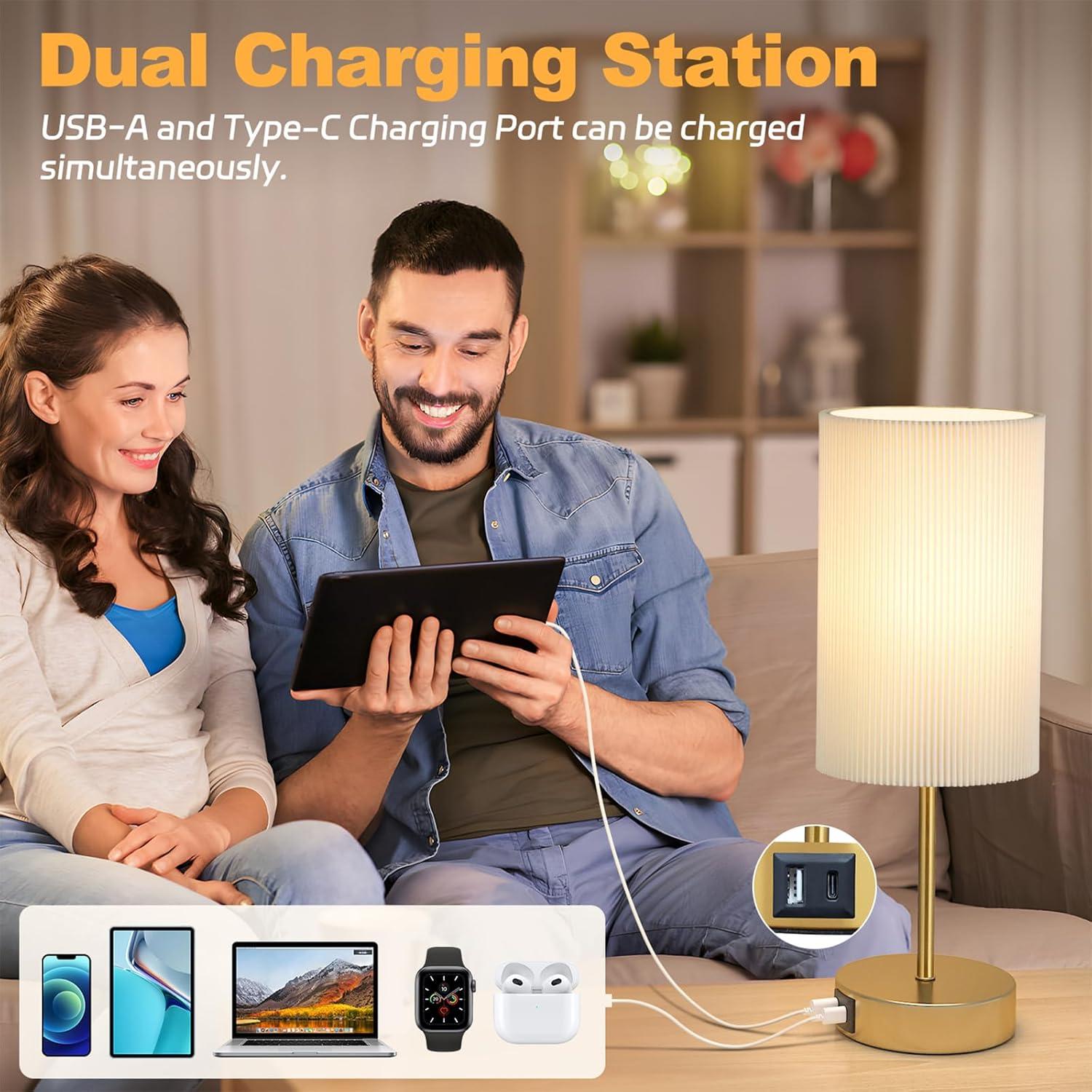 Lámpara de Mesa AKASUKI Táctil Regulable 3 Niveles USB