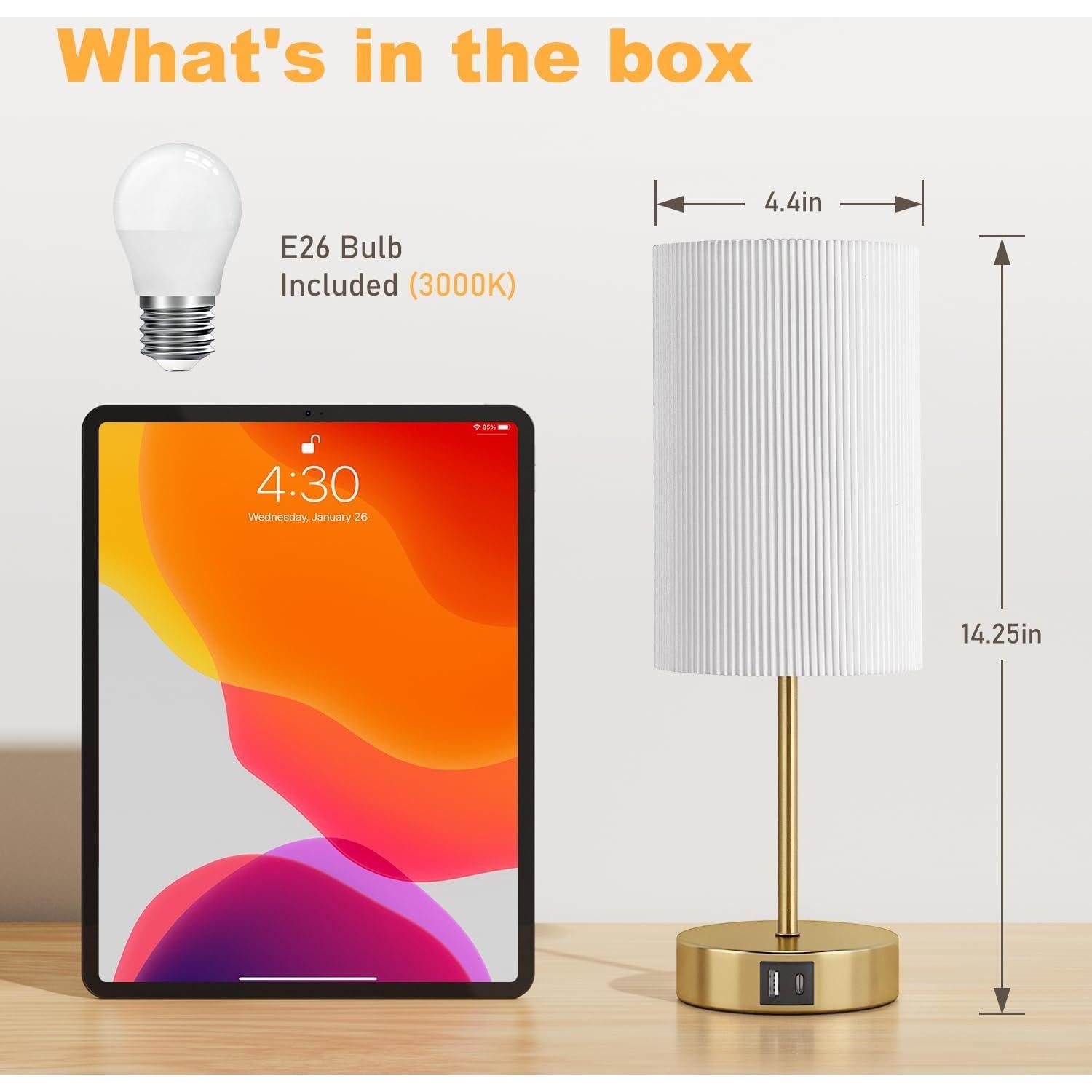 Lámpara de Mesa AKASUKI Táctil Regulable 3 Niveles USB