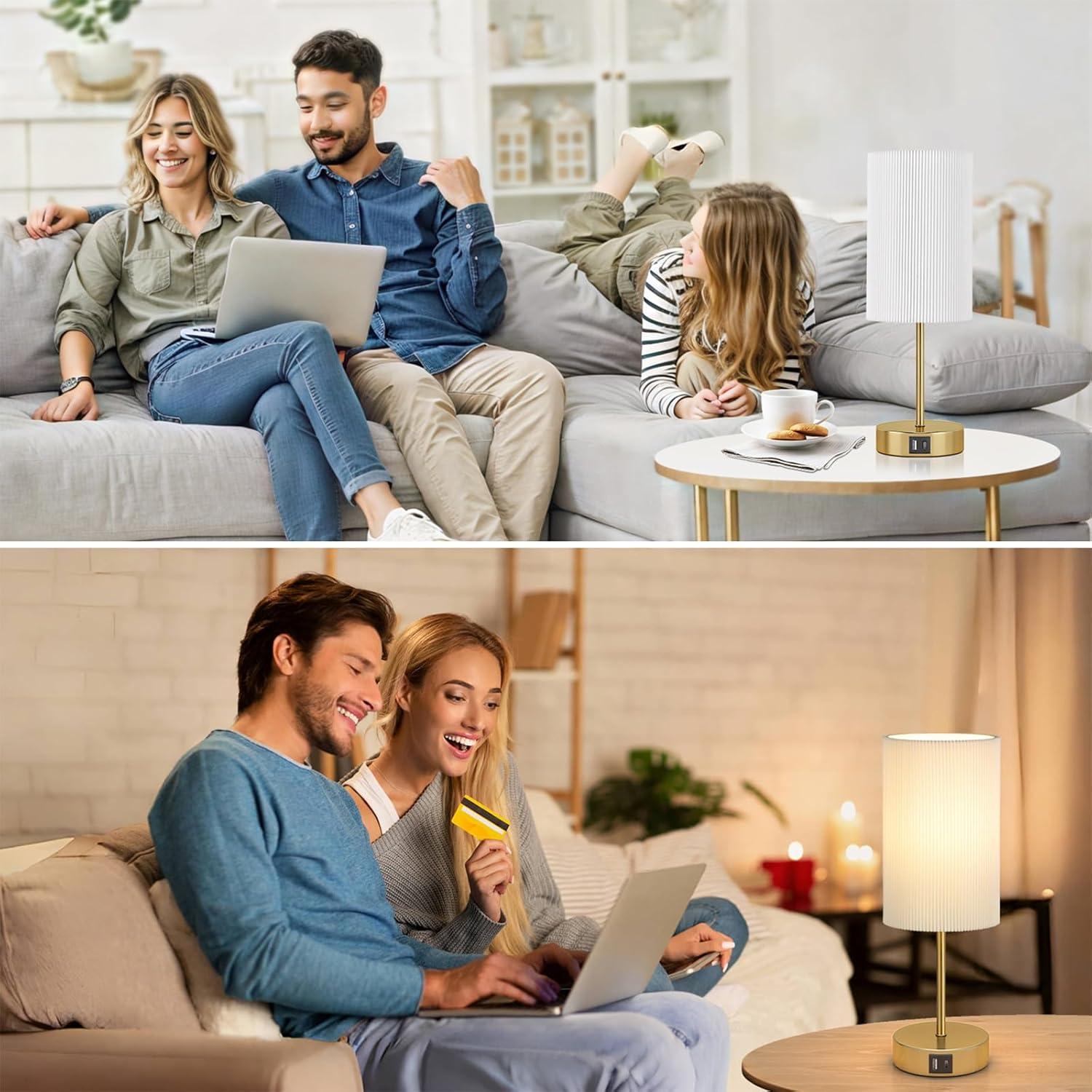 Lámpara de Mesa AKASUKI Táctil Regulable 3 Niveles USB