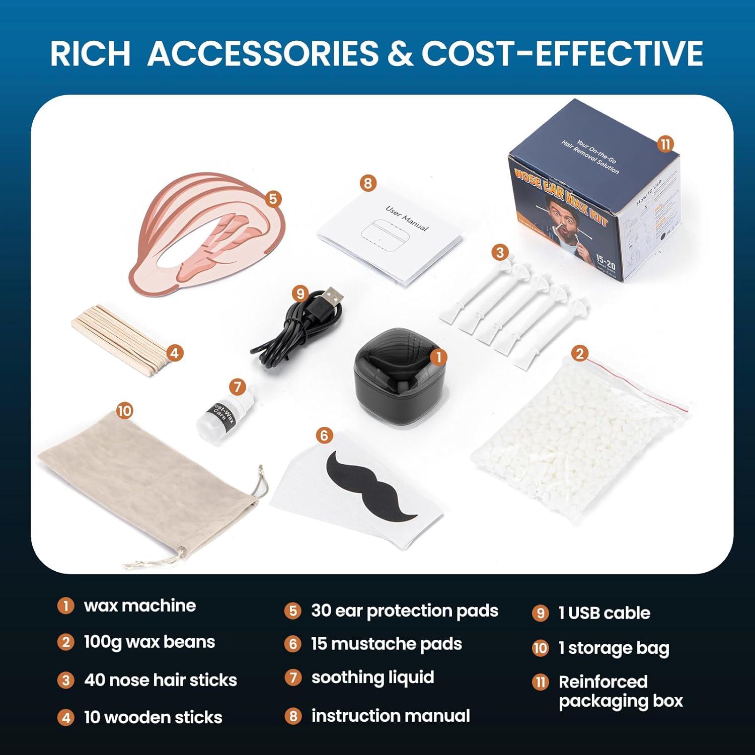 Kit de Cera para Nariz AUZEAL, 100g, Calentamiento Rápido USB