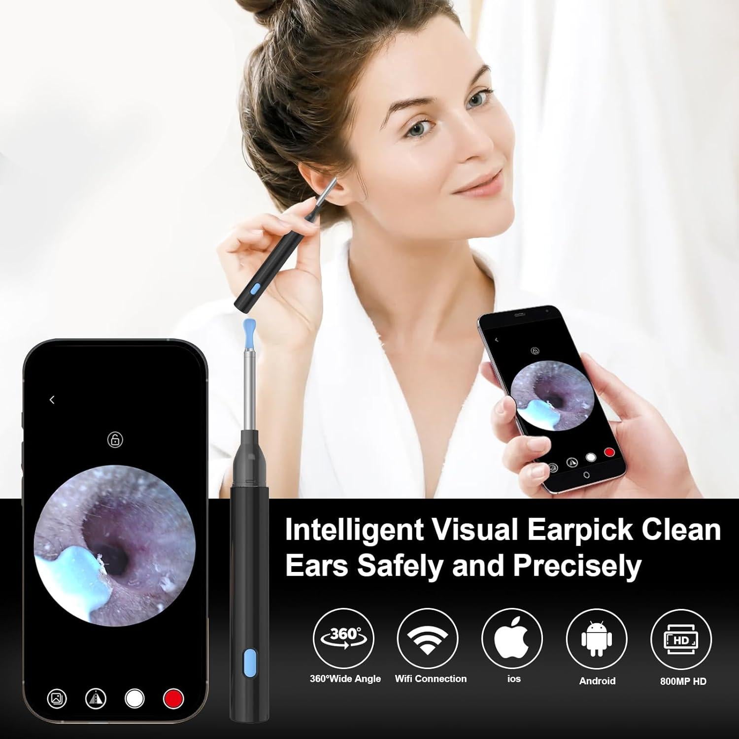 Limpiador de Oídos Eléctrico Lingtoud con Cámara HD 2 Pzs