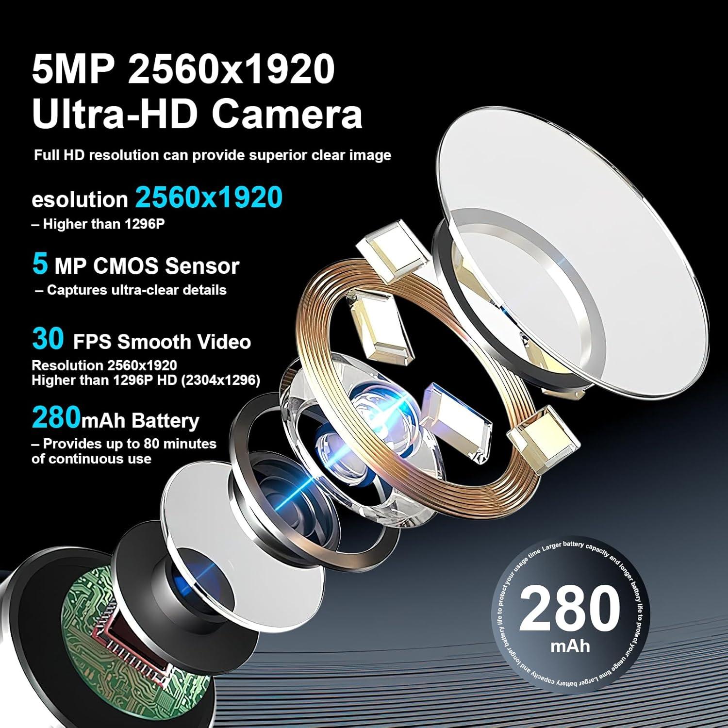 Limpiador de Oídos HD FoxSync 5MP con 11 Puntas y Carga Tipo-C