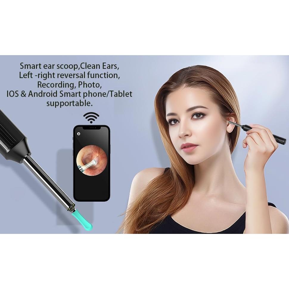 Limpiador de Oídos Aoriko con Cámara y Luz LED - Negro