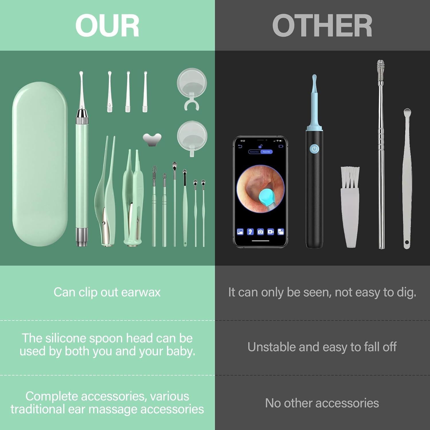 Kit de Limpieza de Oídos POZILAN con Luz LED - 15 Piezas