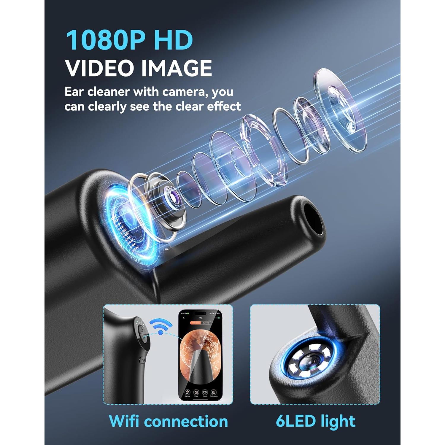 Limpiador de Oídos Eléctrico KAUGIC con Cámara HD 1080P