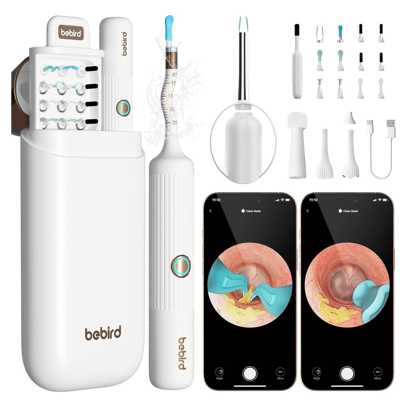 BEBIRD Earsight Plus Limpiador de Oídos HD WiFi Blanco