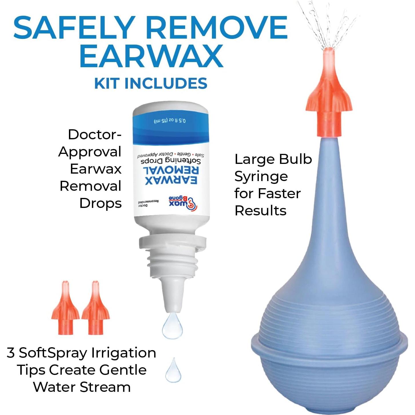 Kit de Limpieza de Oídos WaxBgone con Jeringa y Gotas