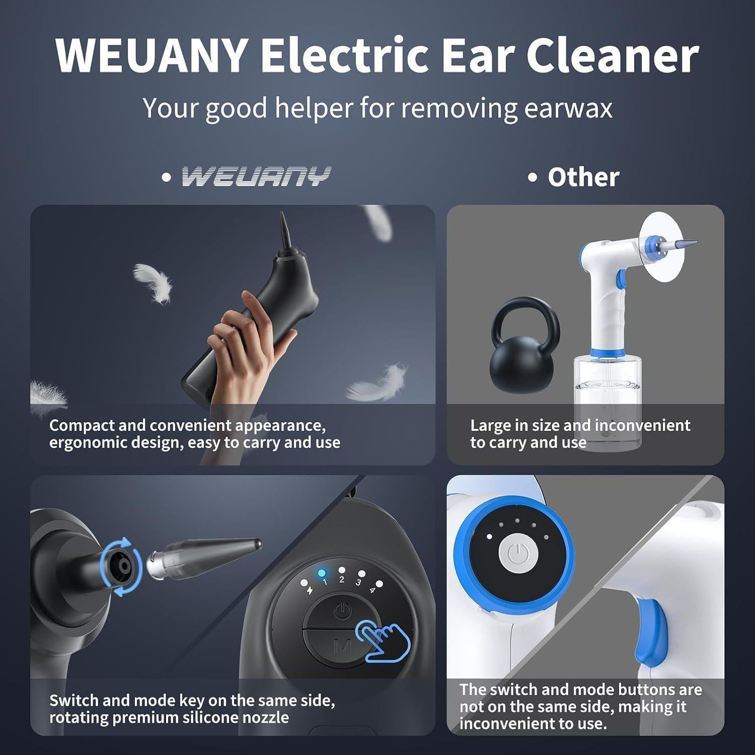 Limpiador de Oídos Eléctrico - Kit de Cerumen 4 Modos