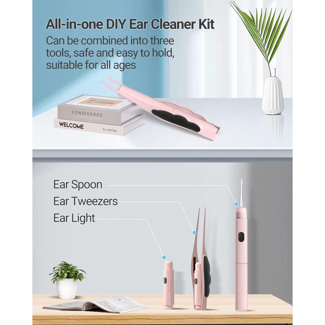 Kit de Limpieza de Oídos TEYIYES con Luz Recargable 7 Piezas