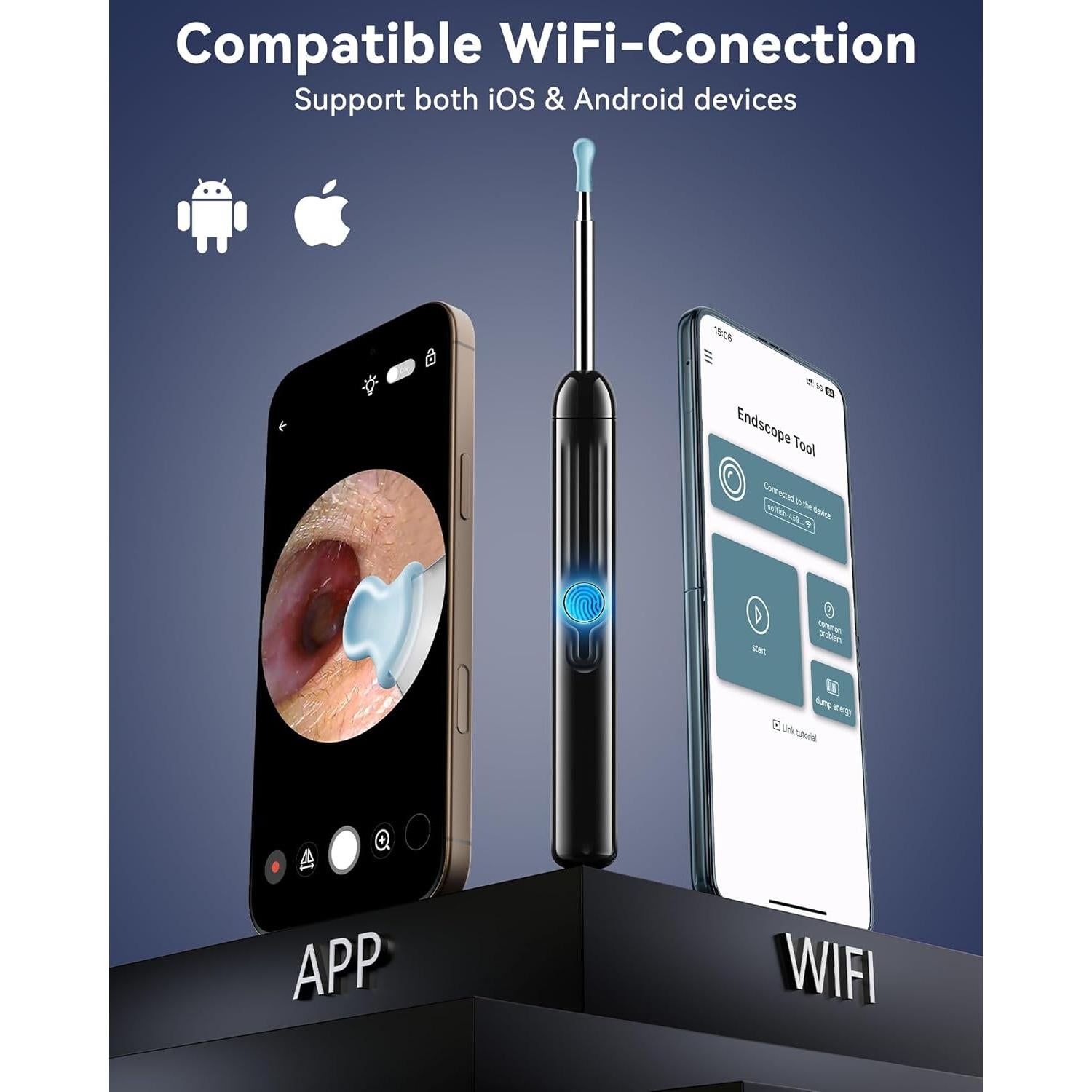 Limpiador de Oídos Jegoat con Cámara HD 1080P y 6 LED