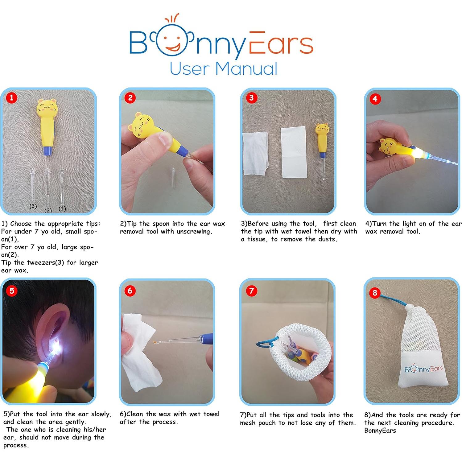 Kit Eliminación Cerumen LED BonnyEars - Acero Inoxidable
