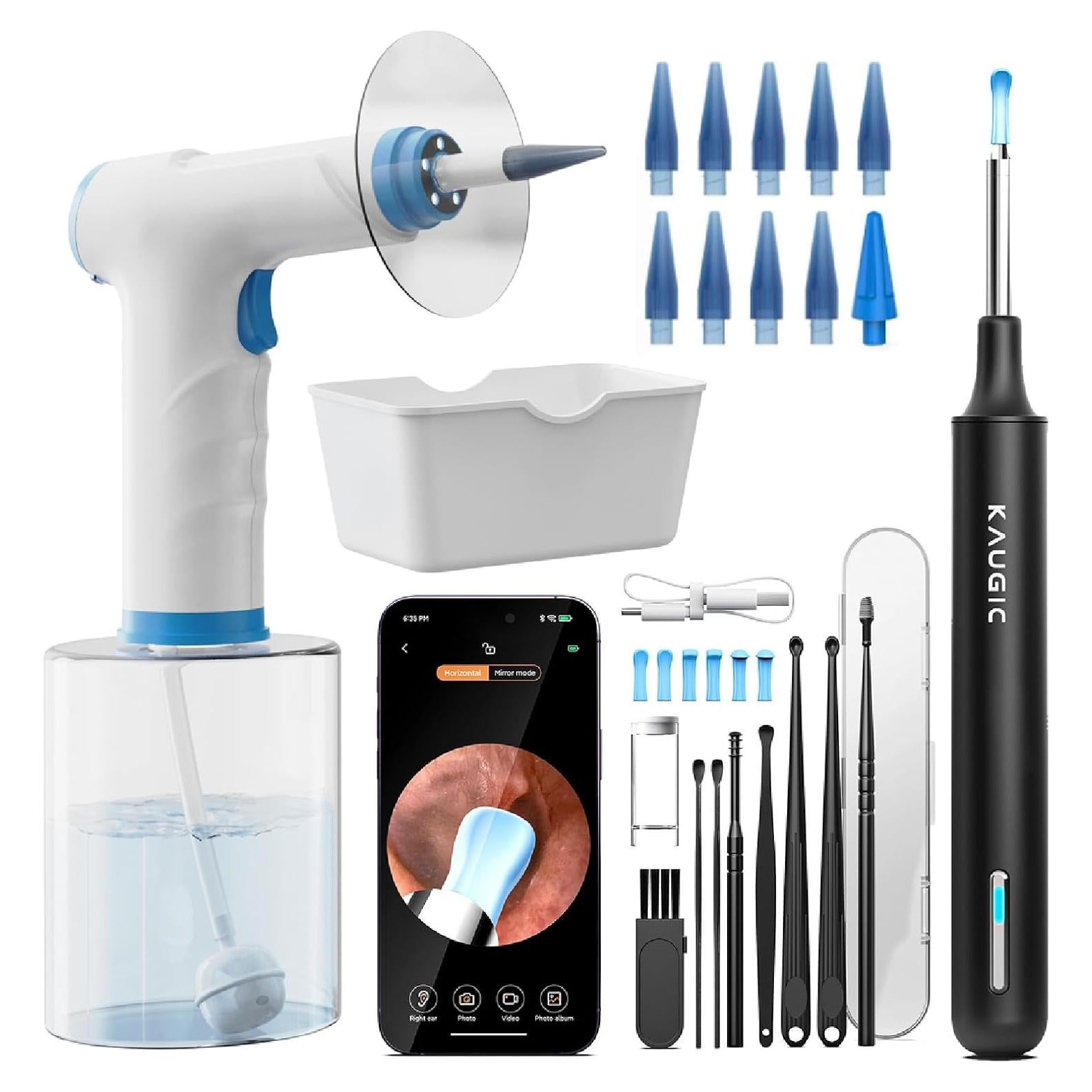 Limpiador de Oído Eléctrico KAUGIC con Cámara 1080P y 10 Puntas