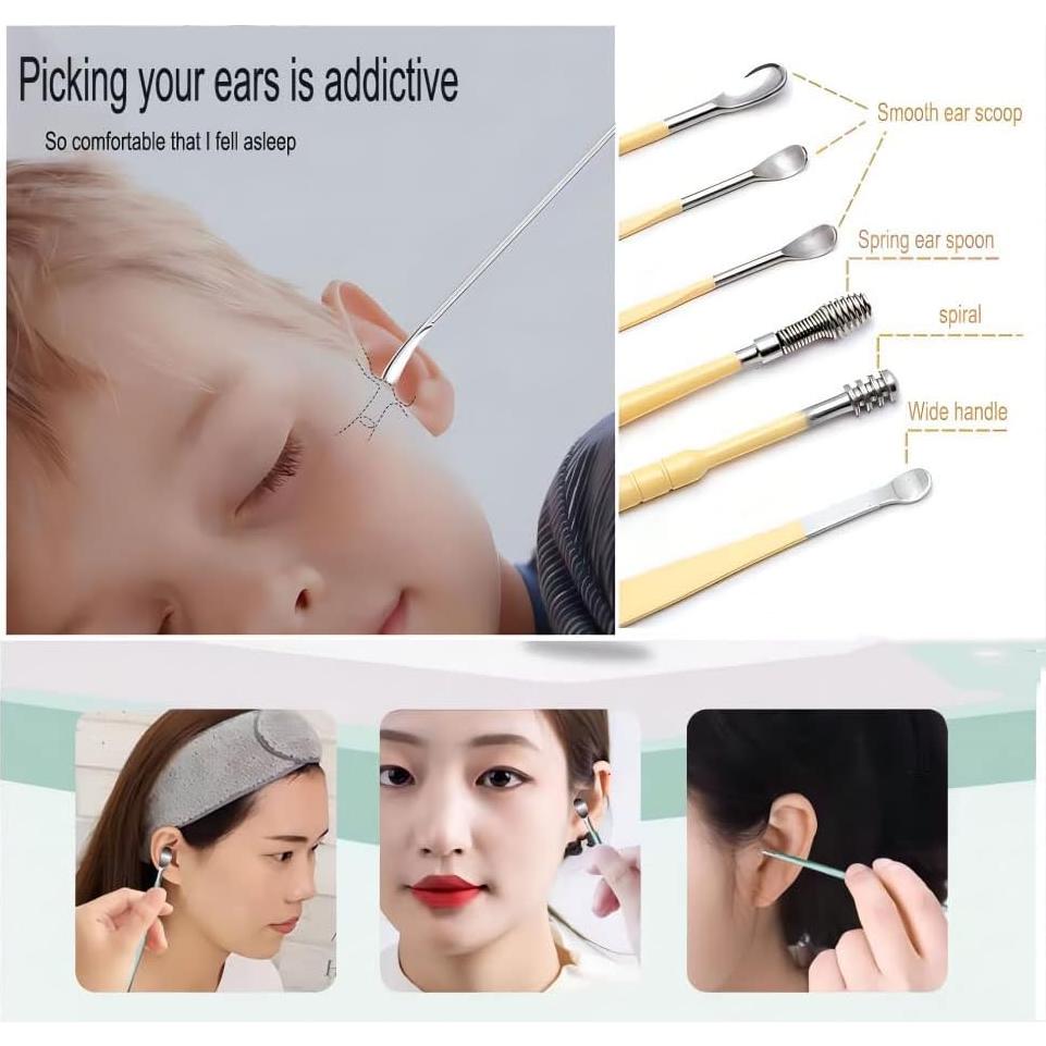 Juego de 12 Palas para Oídos Voitead Acero Inoxidable