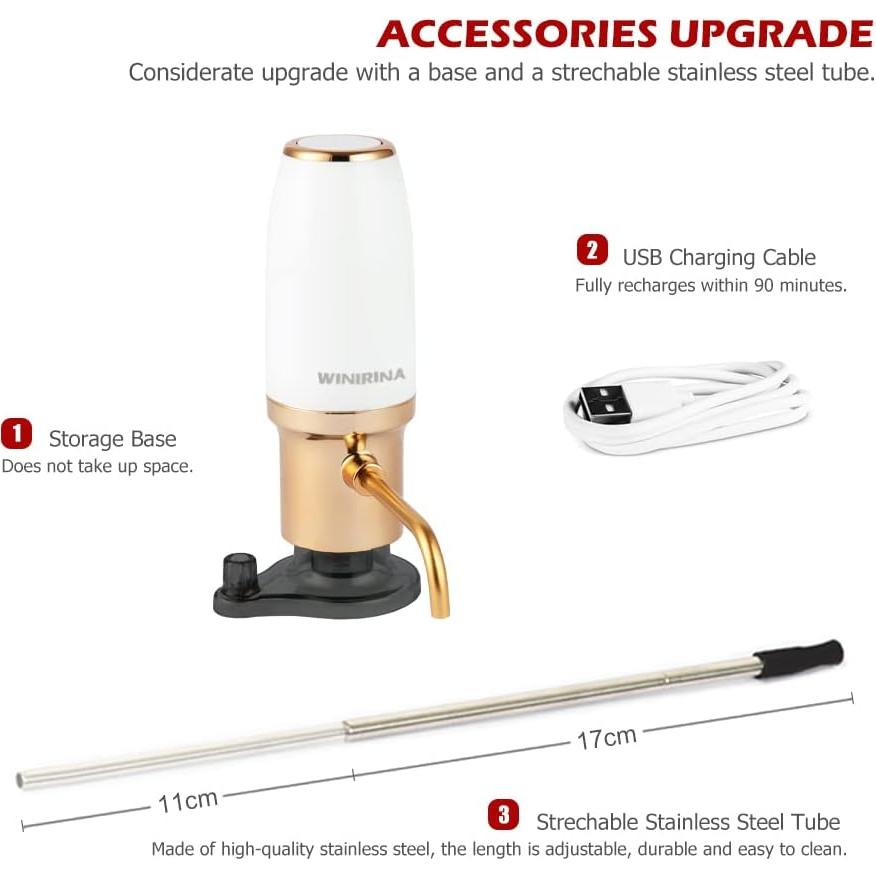 Acelerador de Vino Eléctrico WINIRINA 812P Recargable USB