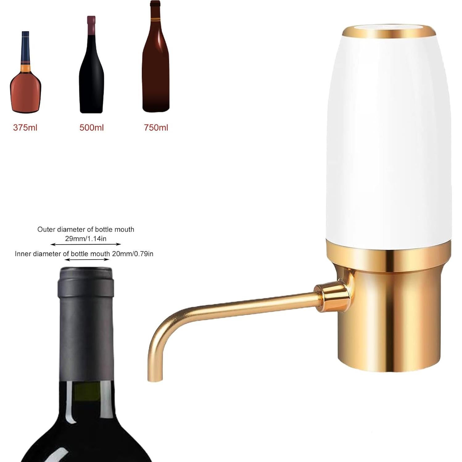 Aerador de Vino Eléctrico Resome Oro 750ml Portátil