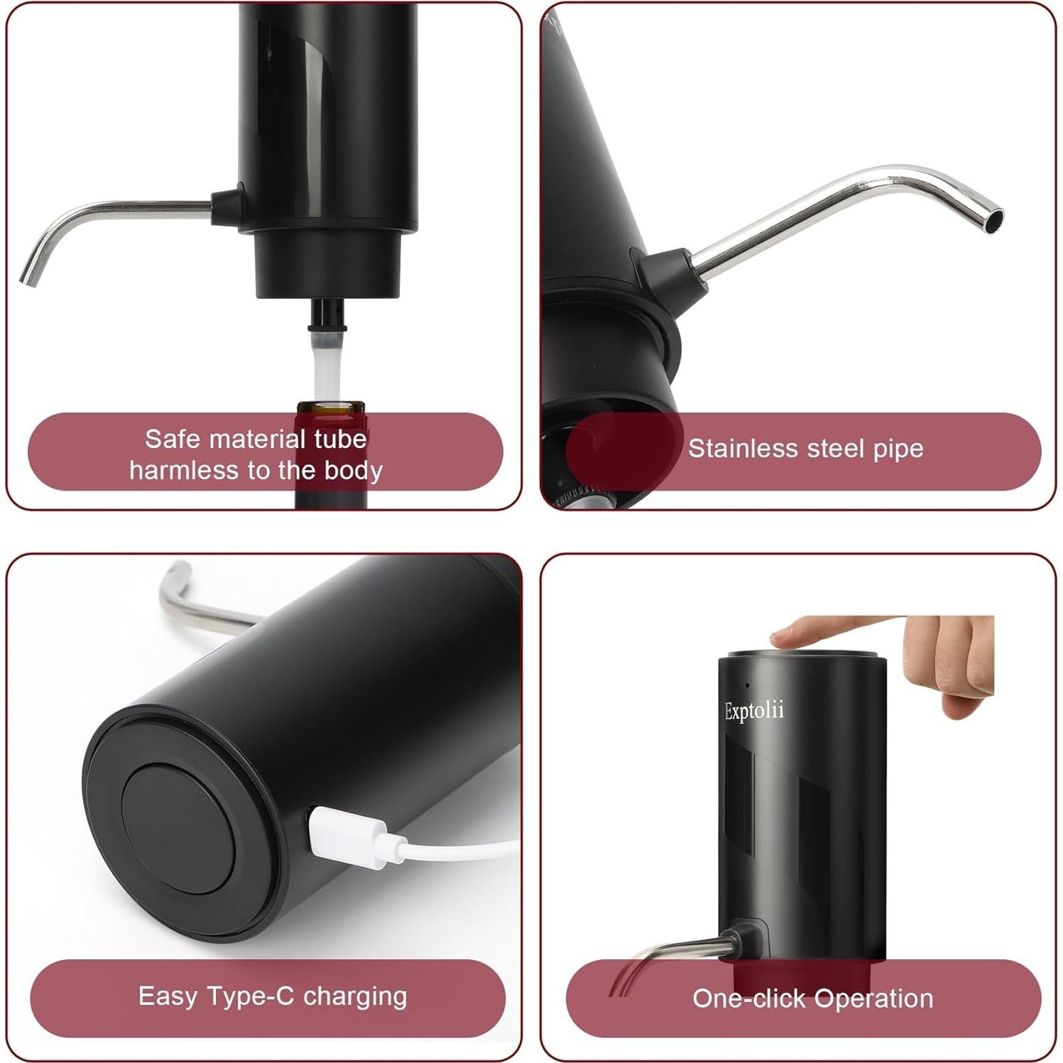 Aereador de Vino Eléctrico Exptolii Decanter03 198 ml