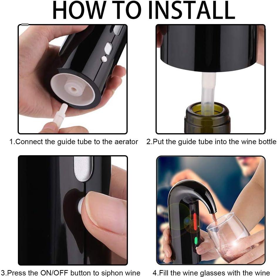 Aerador de Vino Eléctrico RICANK Negro 750ml USB