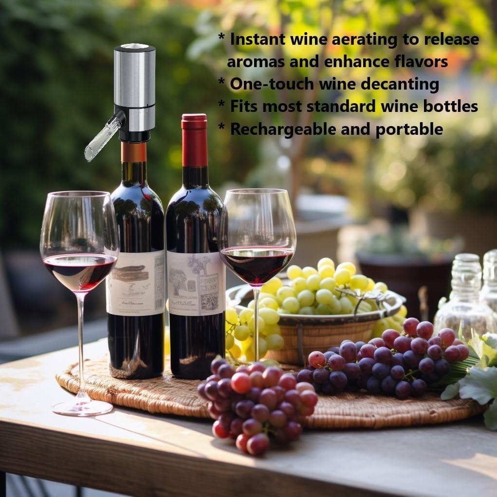 Aerador de Vino Eléctrico CorporateGiftPro, 0.32 kg, Plata