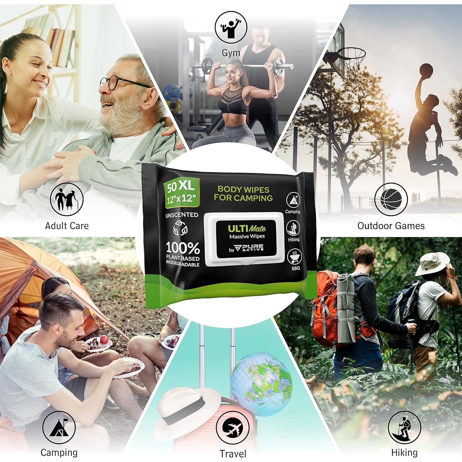 Toallitas Corporales Biodegradables Pure Active 50 Unidades