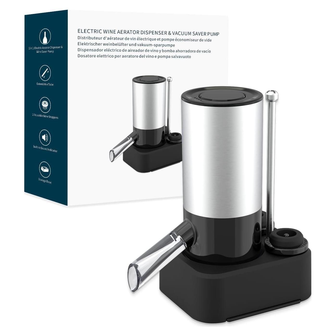 Dispensador de Vino Eléctrico KITCHENDAO con Bomba 2 en 1