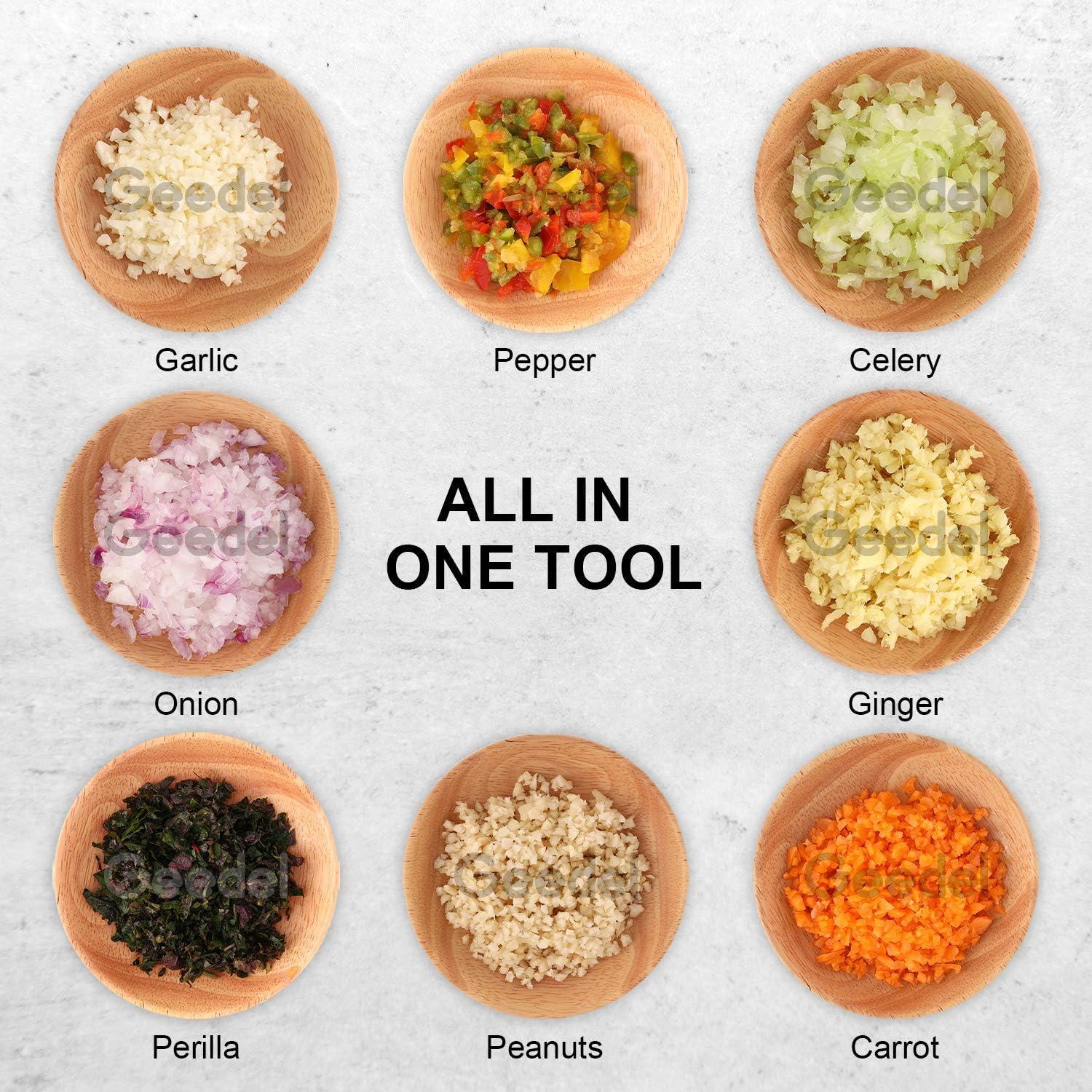 Picador de Alimentos Manual Geedel Blanco 181g Cuchilla Inoxidable