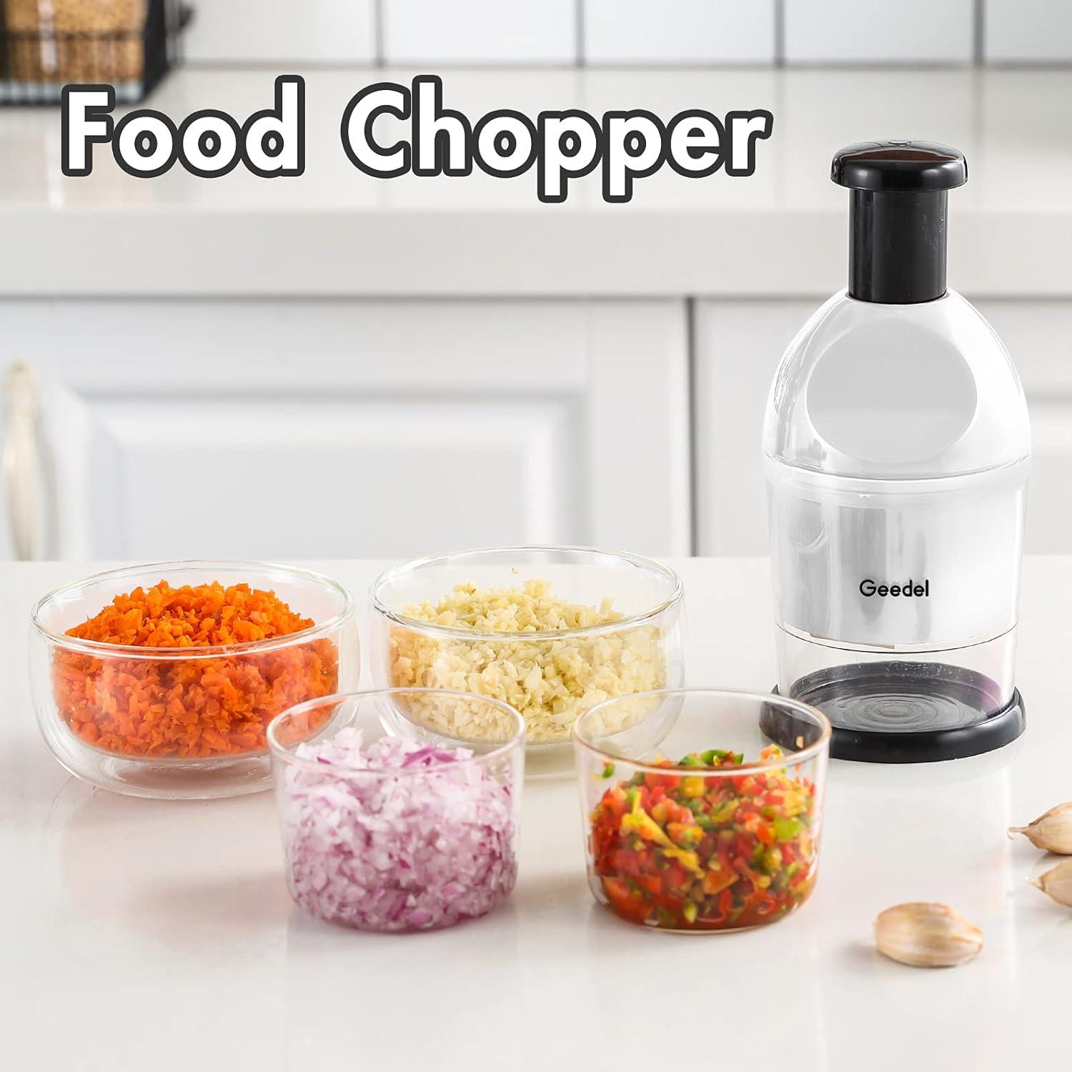 Picador de Alimentos Manual Geedel Blanco 181g Cuchilla Inoxidable