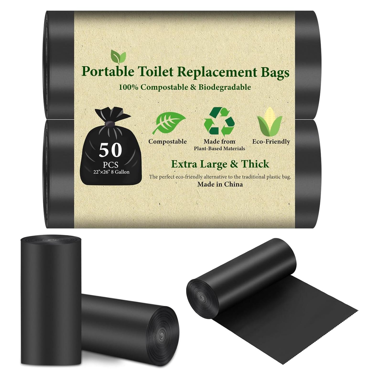 Bolsas de Inodoro Portátiles FQFMO 50 Pcs Biodegradables 30L