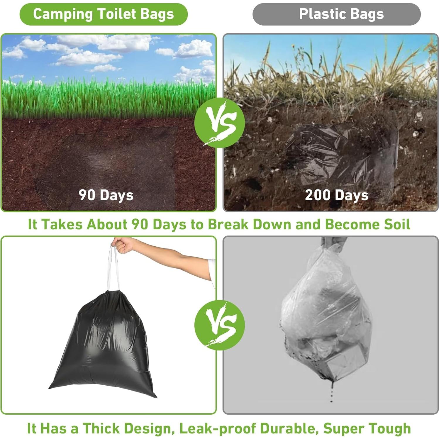 Bolsas de Inodoro Portátiles FQFMO 50 Pcs Biodegradables 30L