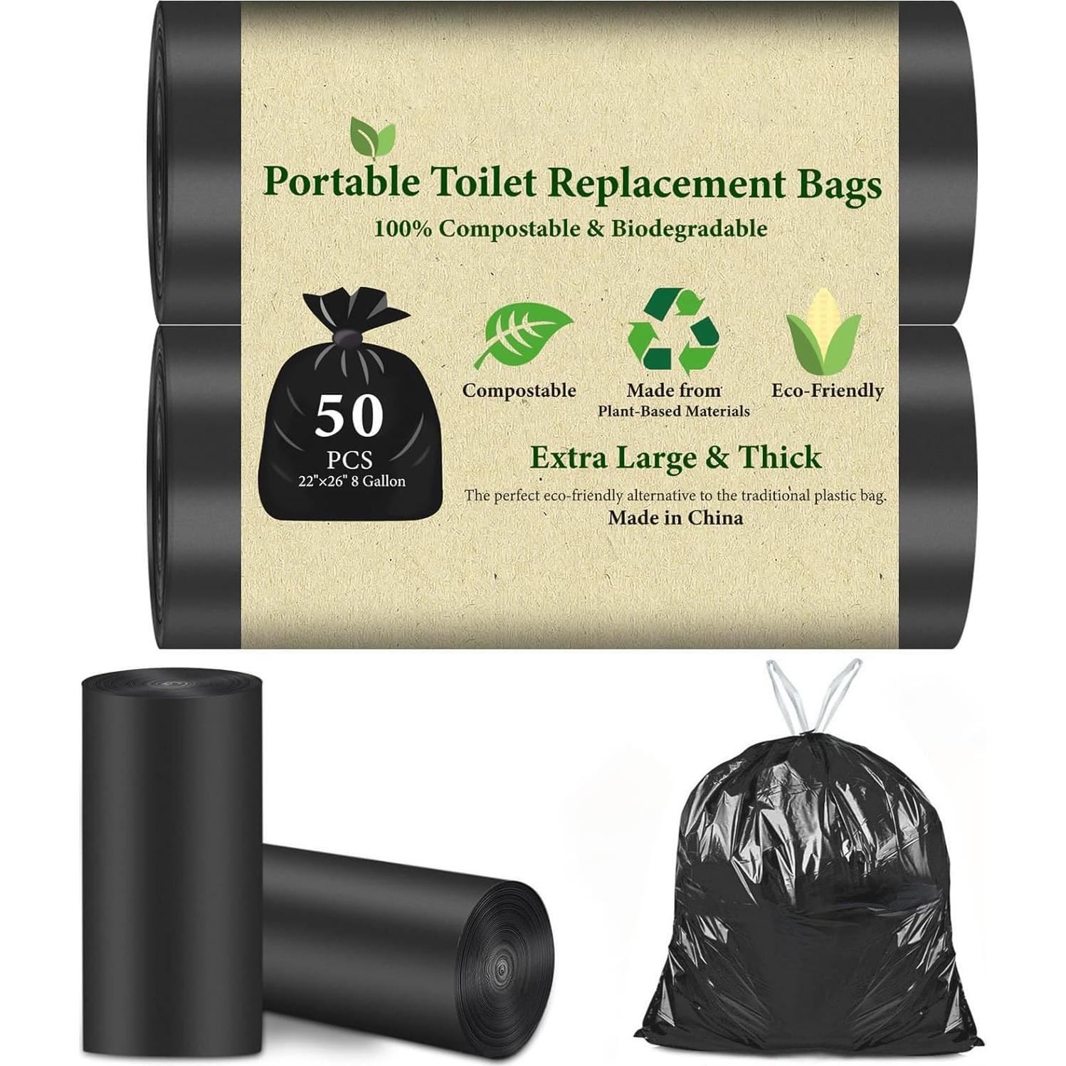 Bolsas de Inodoro Portátiles FQFMO 50 Pcs Biodegradables 30L