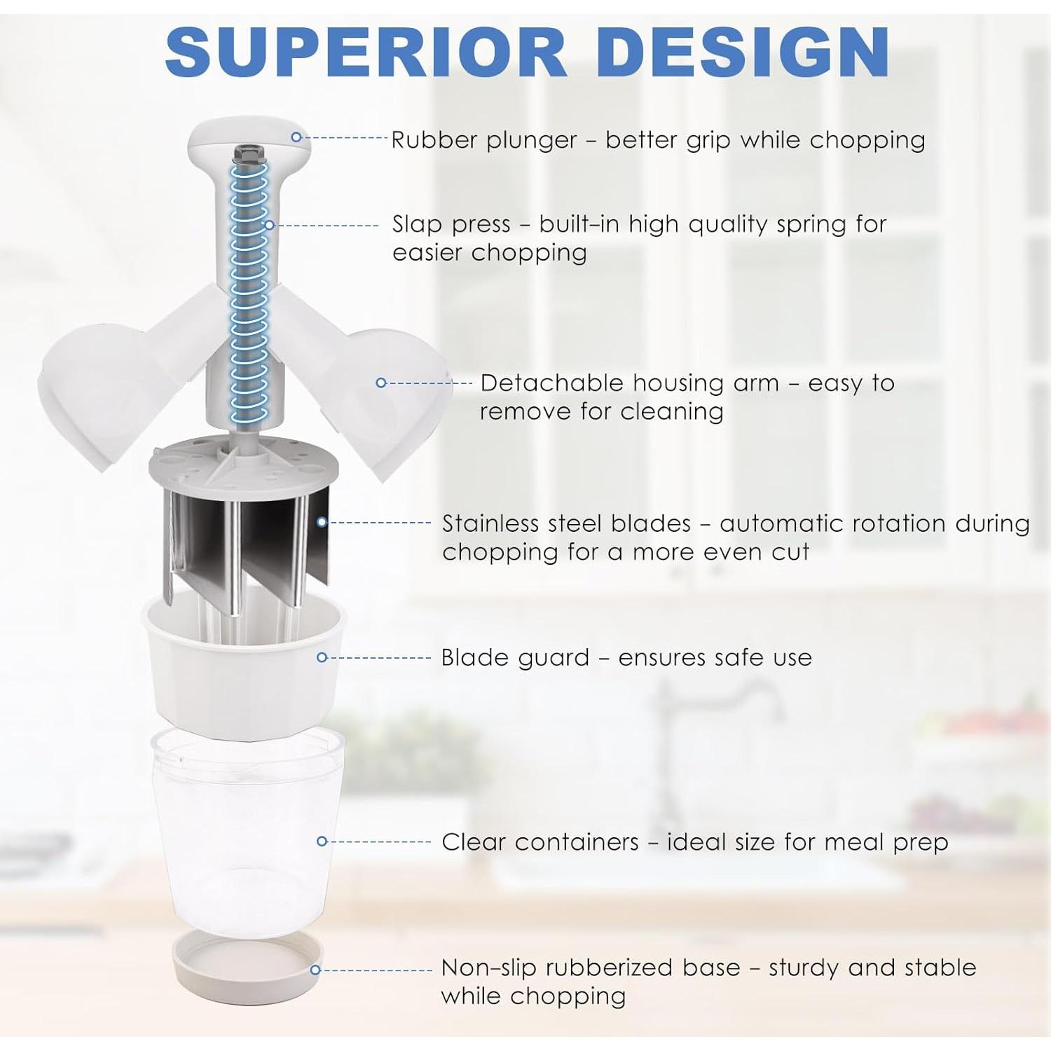 Cortador de Verduras Manual Mttobo Acero Inoxidable Blanco
