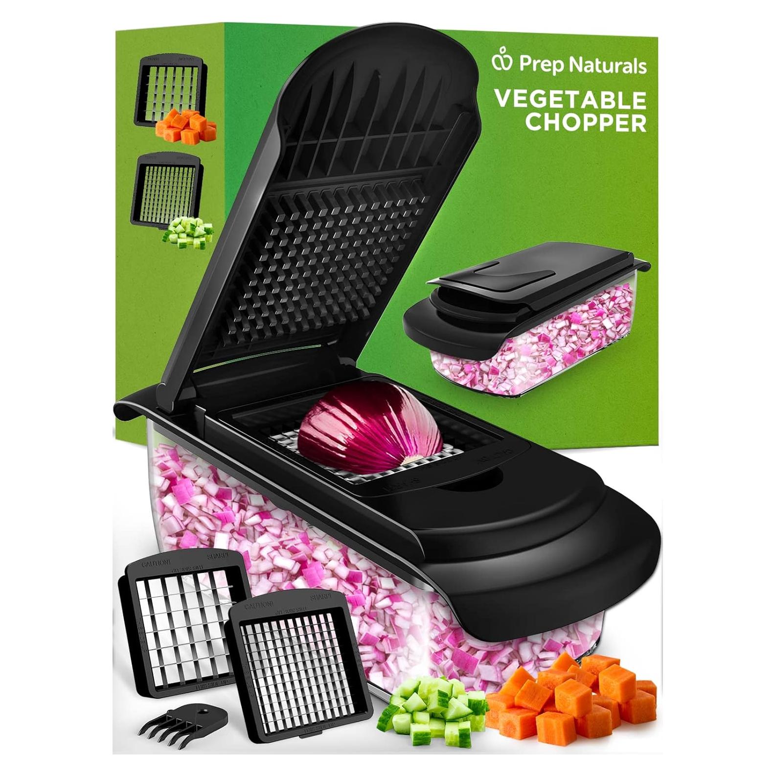 Picador de Verduras Prep Naturals 4 en 1 Negro con Contenedor