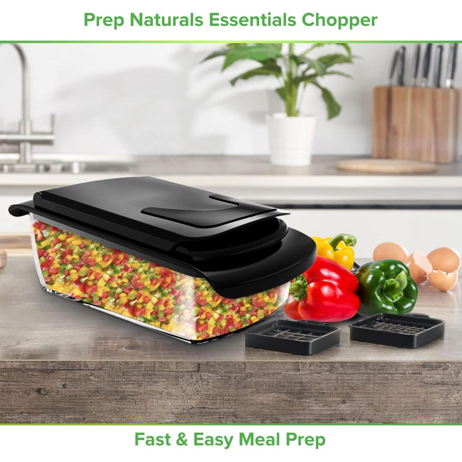 Picador de Verduras Prep Naturals 4 en 1 Negro con Contenedor
