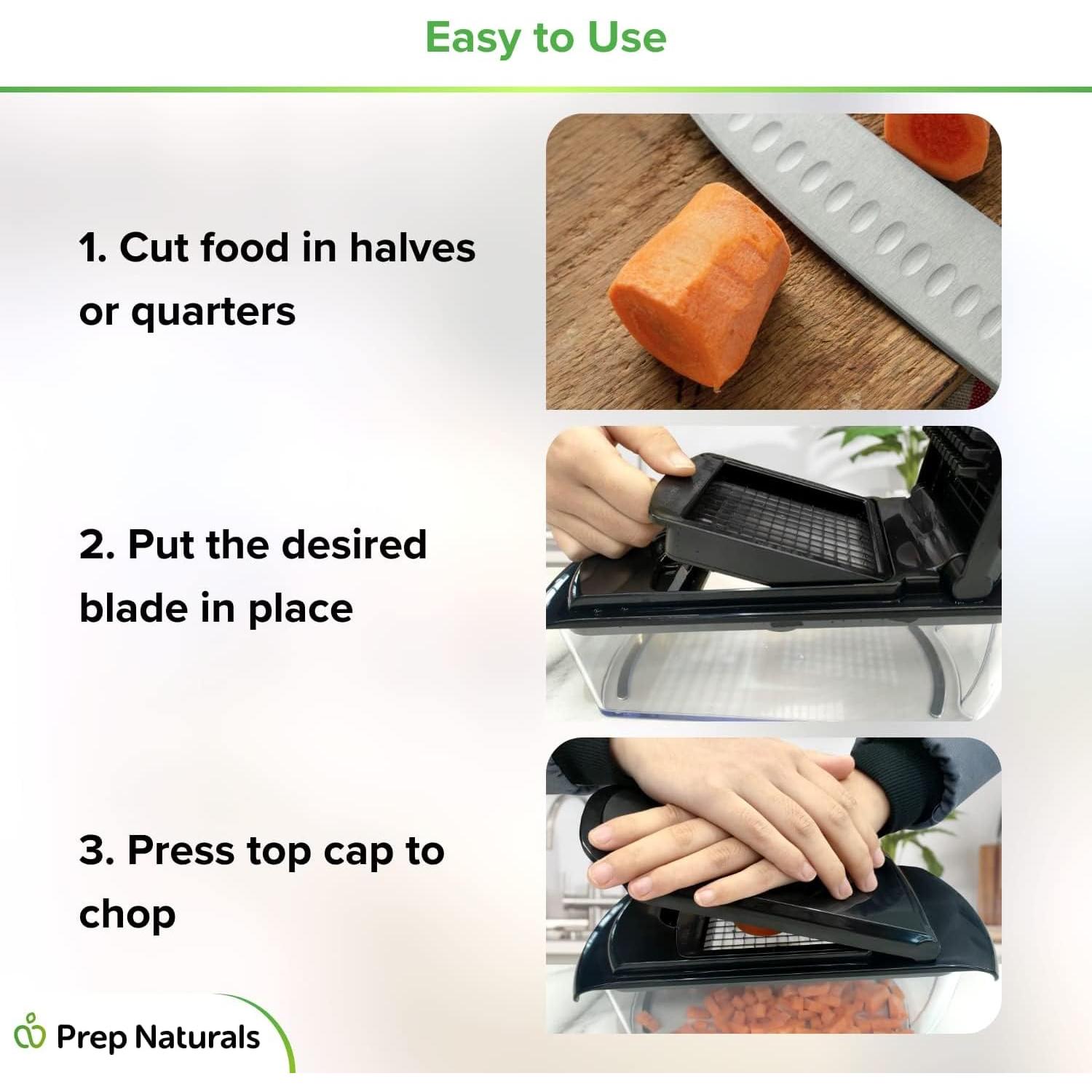 Picador de Verduras Prep Naturals 4 en 1 Negro con Contenedor