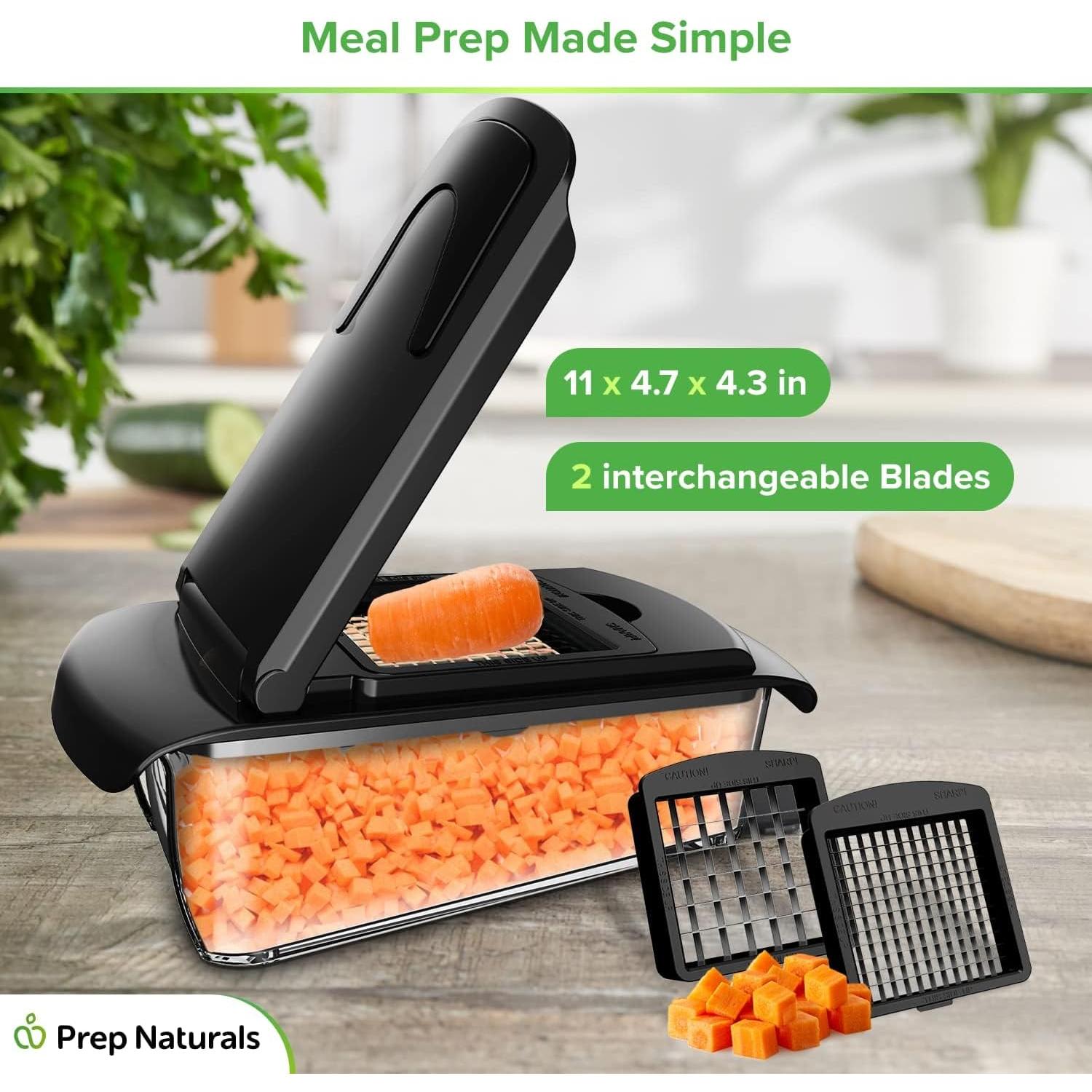 Picador de Verduras Prep Naturals 4 en 1 Negro con Contenedor