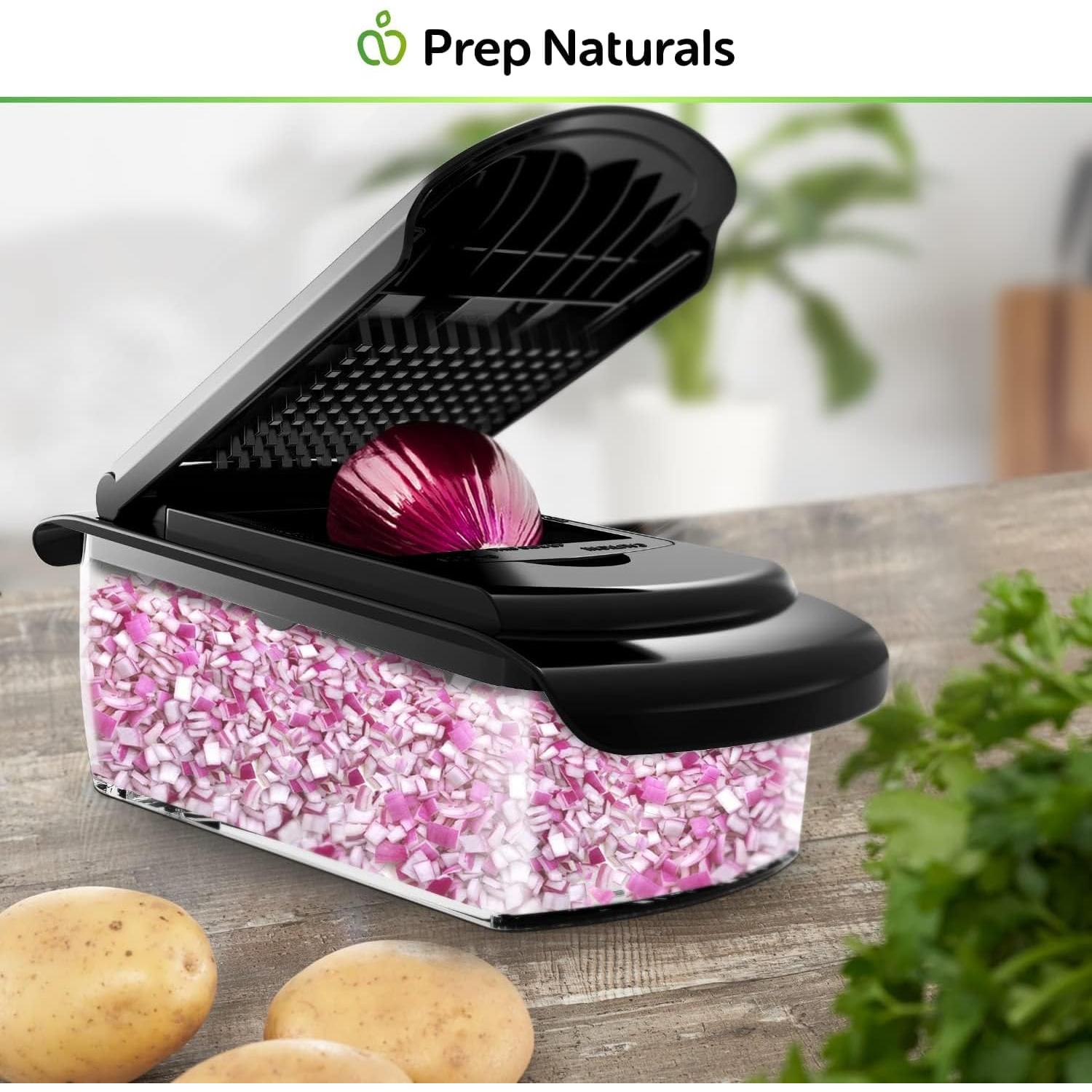 Picador de Verduras Prep Naturals 4 en 1 Negro con Contenedor