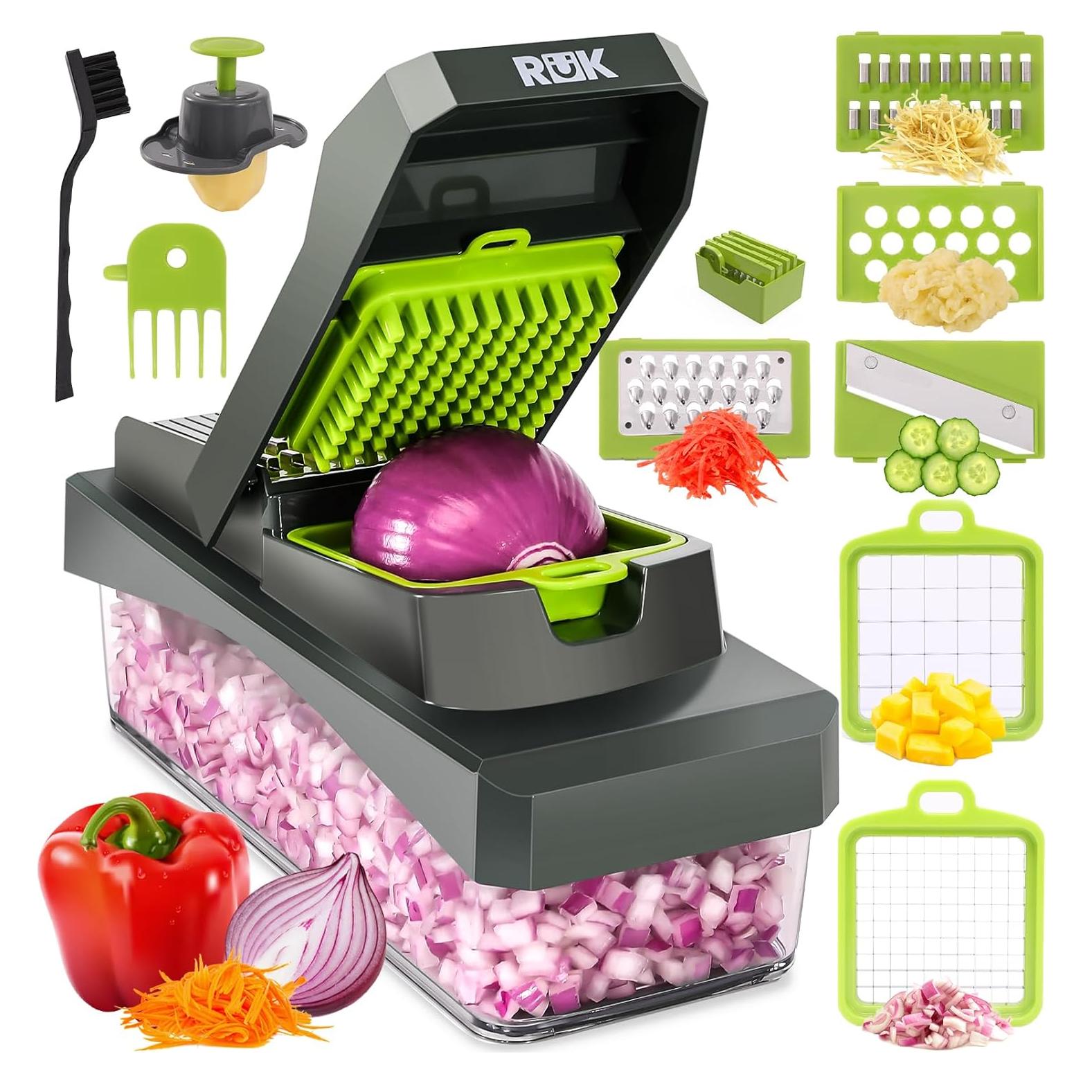 Cortador de Verduras RüK 10 en 1 con Contenedor Gris