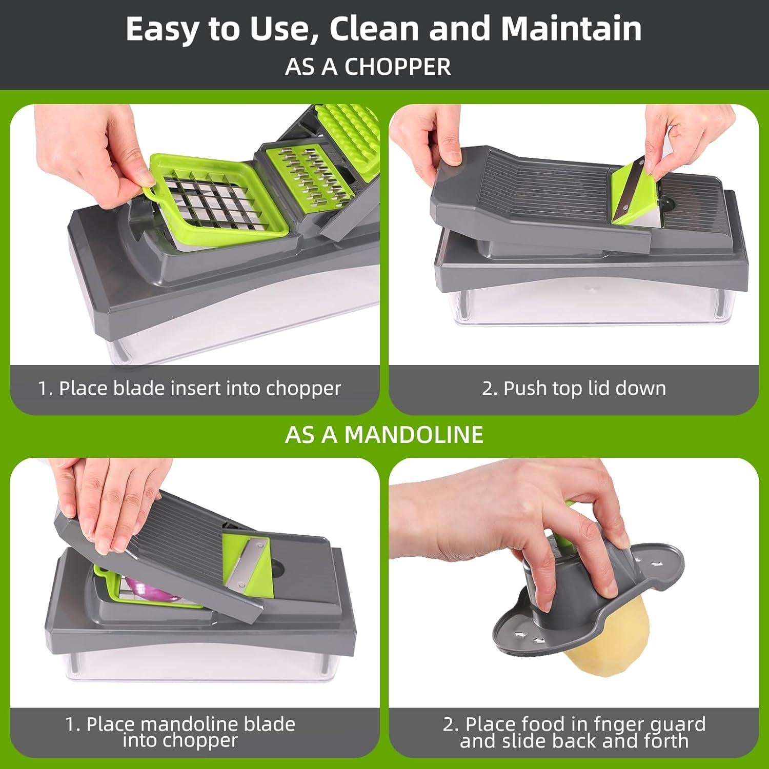 Cortador de Verduras RüK 10 en 1 con Contenedor Gris