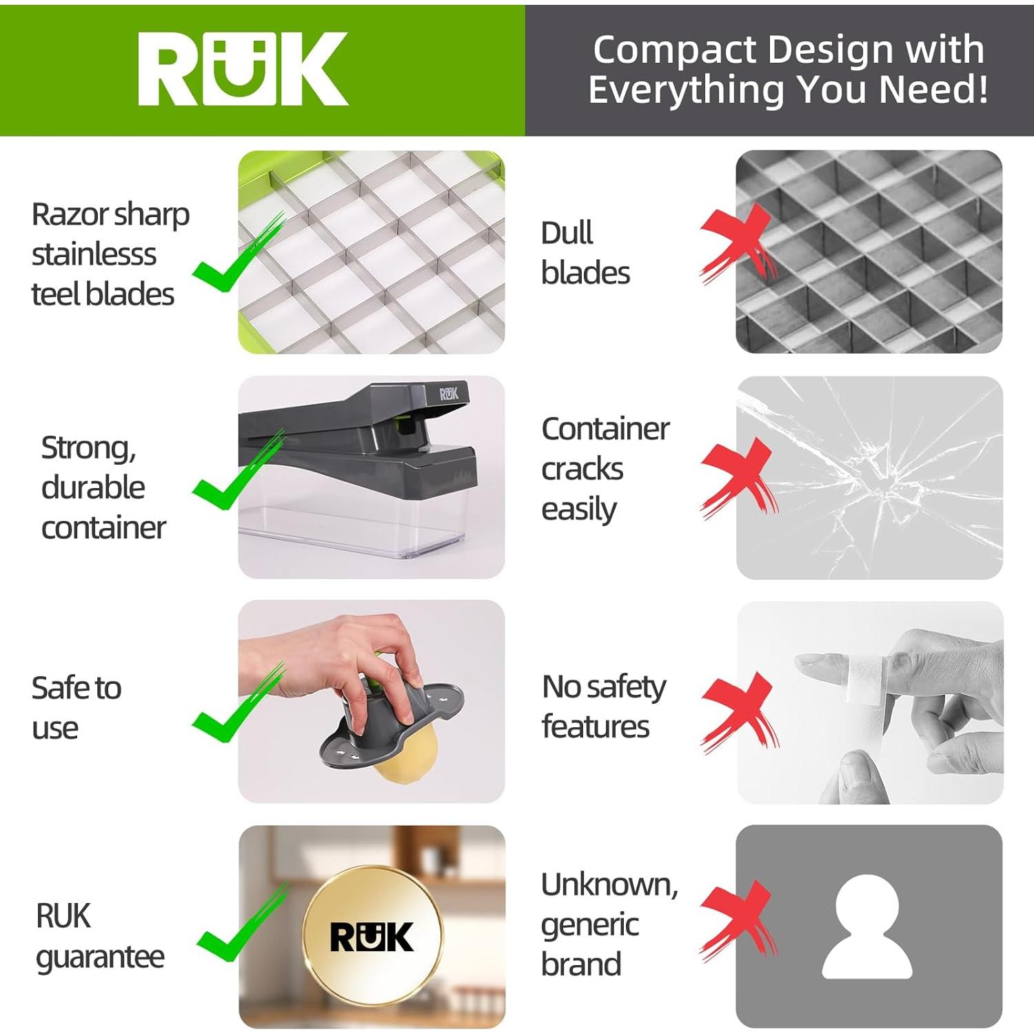 Cortador de Verduras RüK 10 en 1 con Contenedor Gris